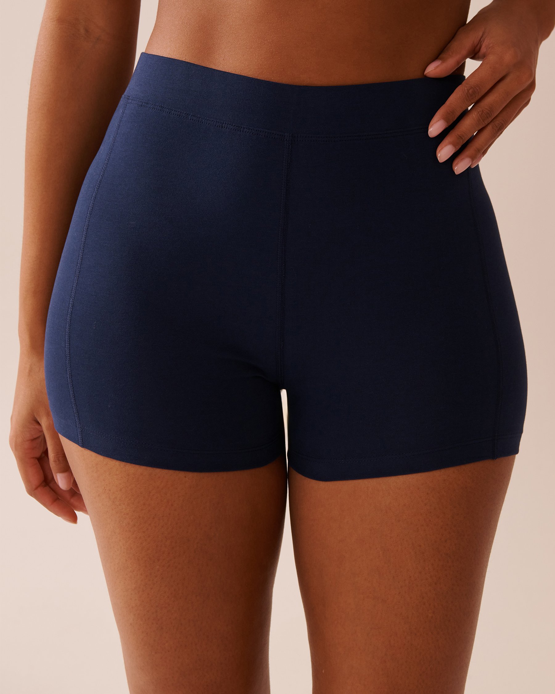 LA VIE EN ROSE Short de pyjama style biker en coton Bleu marine 40200685 - Voir1