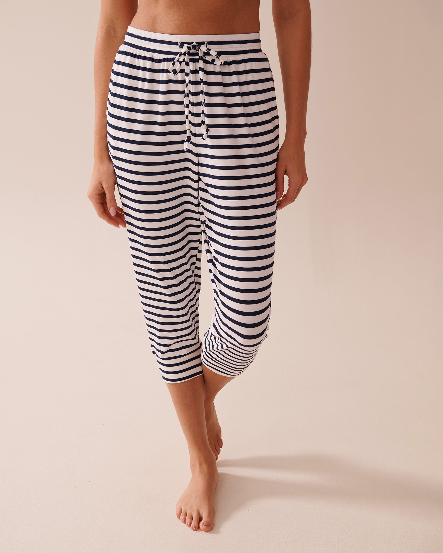 LA VIE EN ROSE Nautical Stripe Super Soft Pajama Capris Nautical Stripes 40200702 - View1
