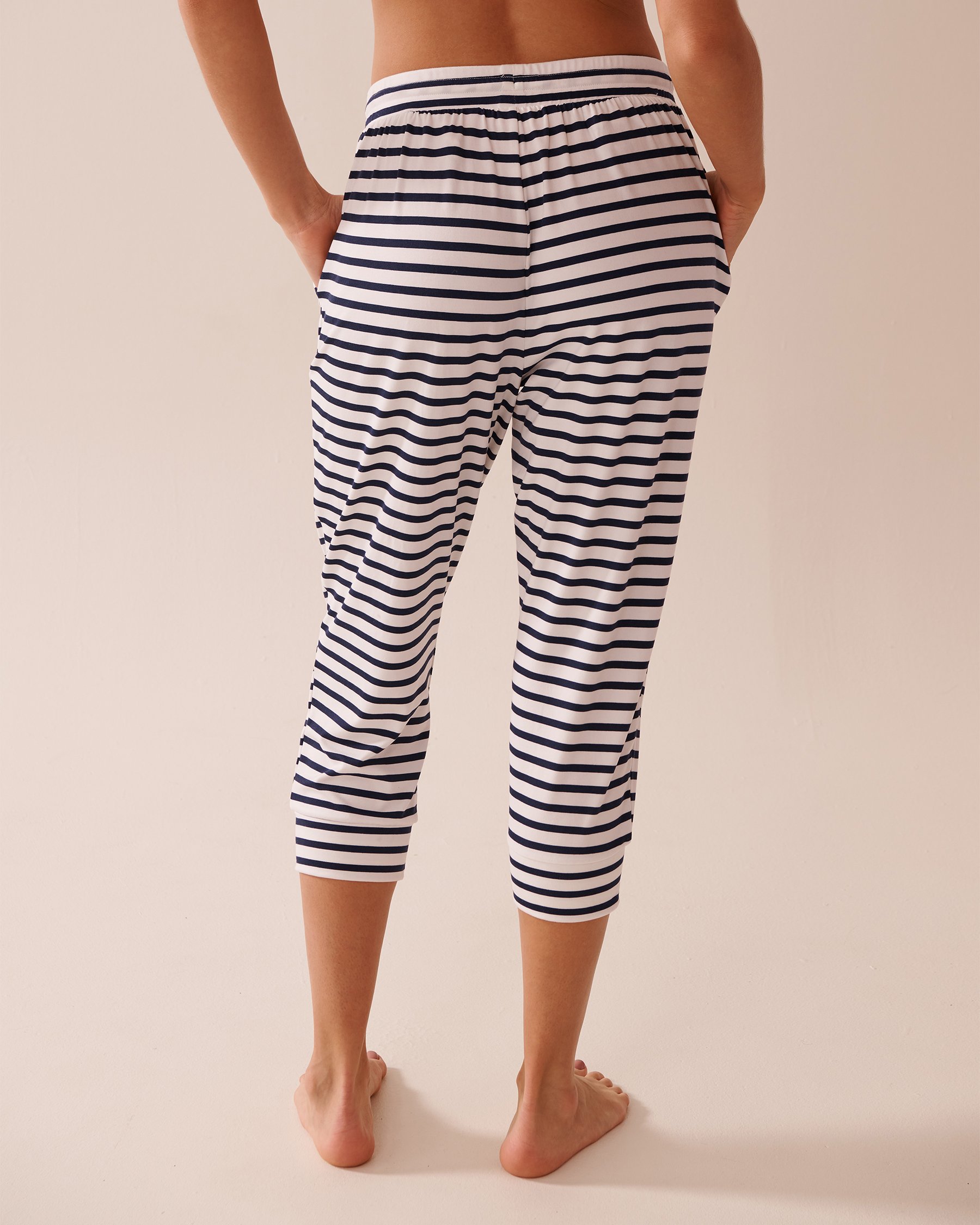 LA VIE EN ROSE Nautical Stripe Super Soft Pajama Capris Nautical Stripes 40200702 - View2