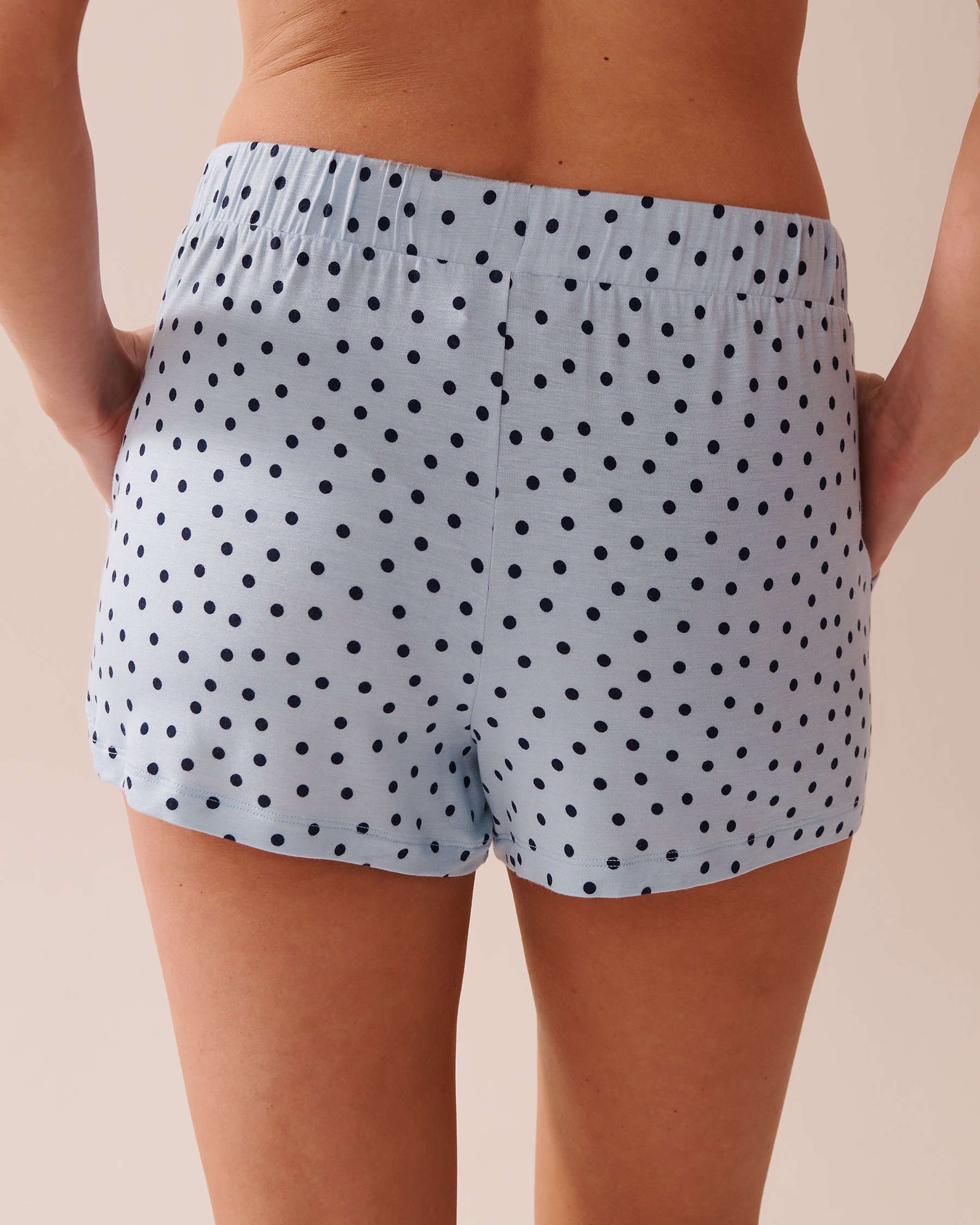 LA VIE EN ROSE Short de pyjama en jersey doux imprimé à pois Bleu ciel/Pois 40200707 - View2