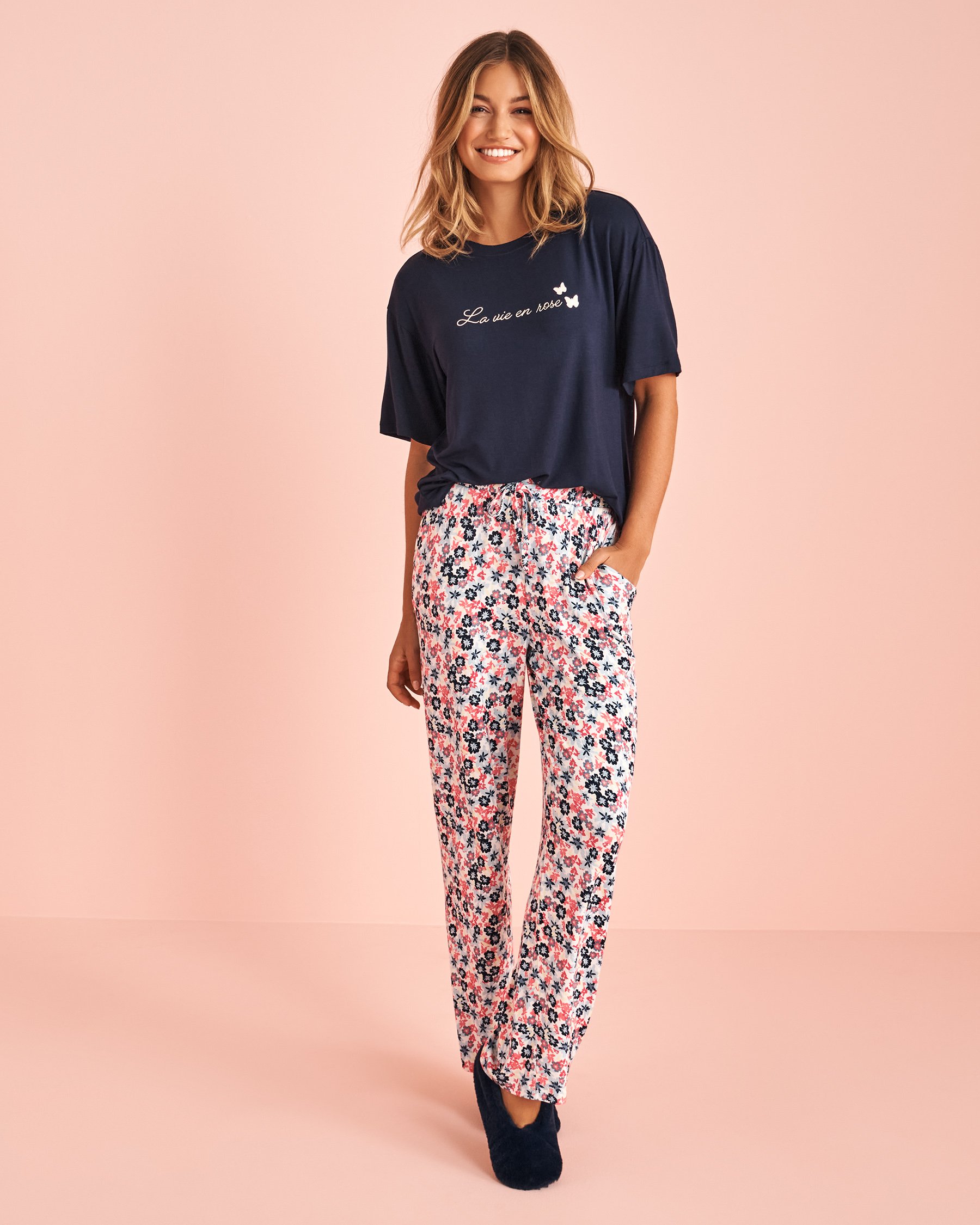 LA VIE EN ROSE Ditsy Floral Print Soft Jersey Pajama Pants Ditsy Flowers 40200708 - View2