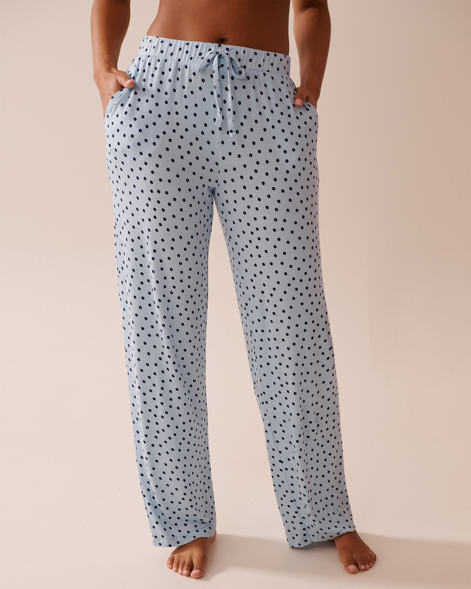 LA VIE EN ROSE Polka Dot Soft Jersey Pajama Pants Sky Blue/Polka Dot 40200708 - View1