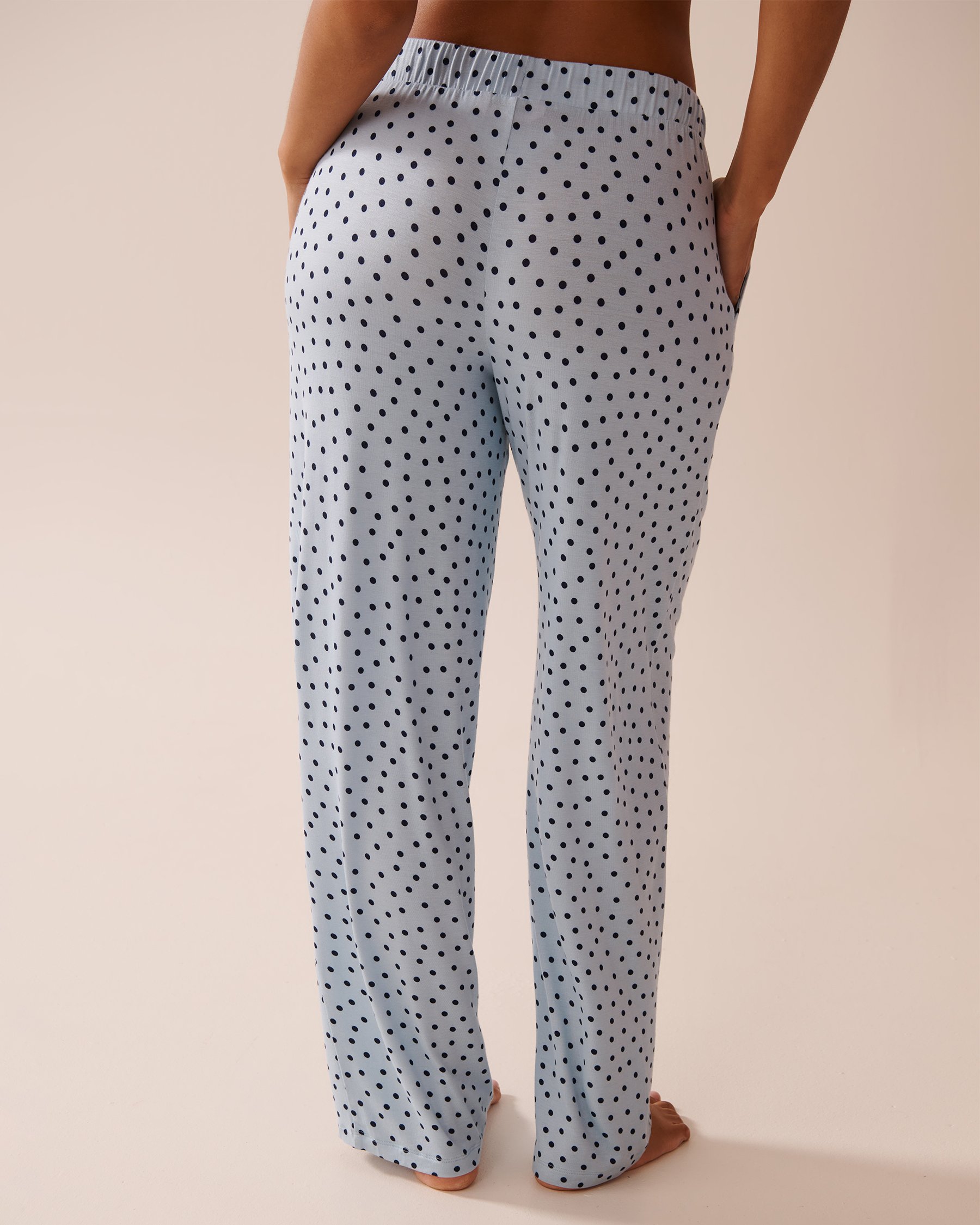 LA VIE EN ROSE Polka Dot Soft Jersey Pajama Pants Sky Blue/Polka Dot 40200708 - View2