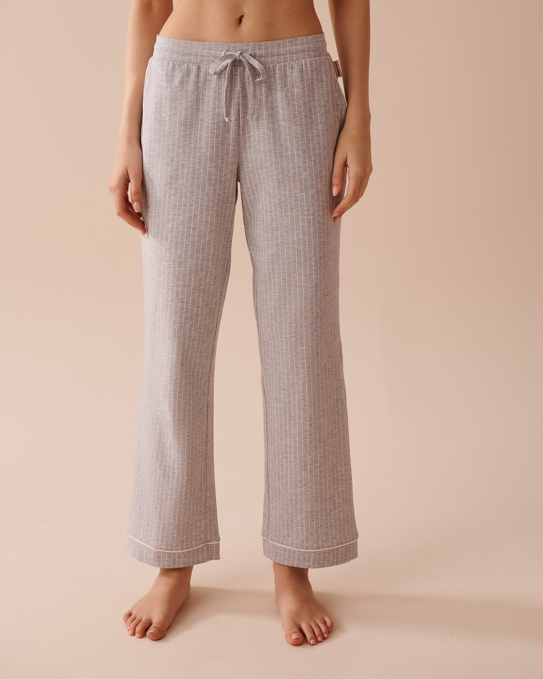 LA VIE EN ROSE Pantalon de pyjama en coton Rayures grises et blanches 40200734 - Voir1