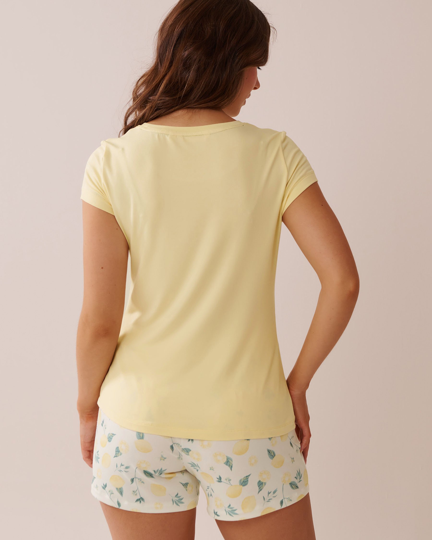 LA VIE EN ROSE Lemon Print Super Soft T-shirt Lemon Yellow 40100715 - View2