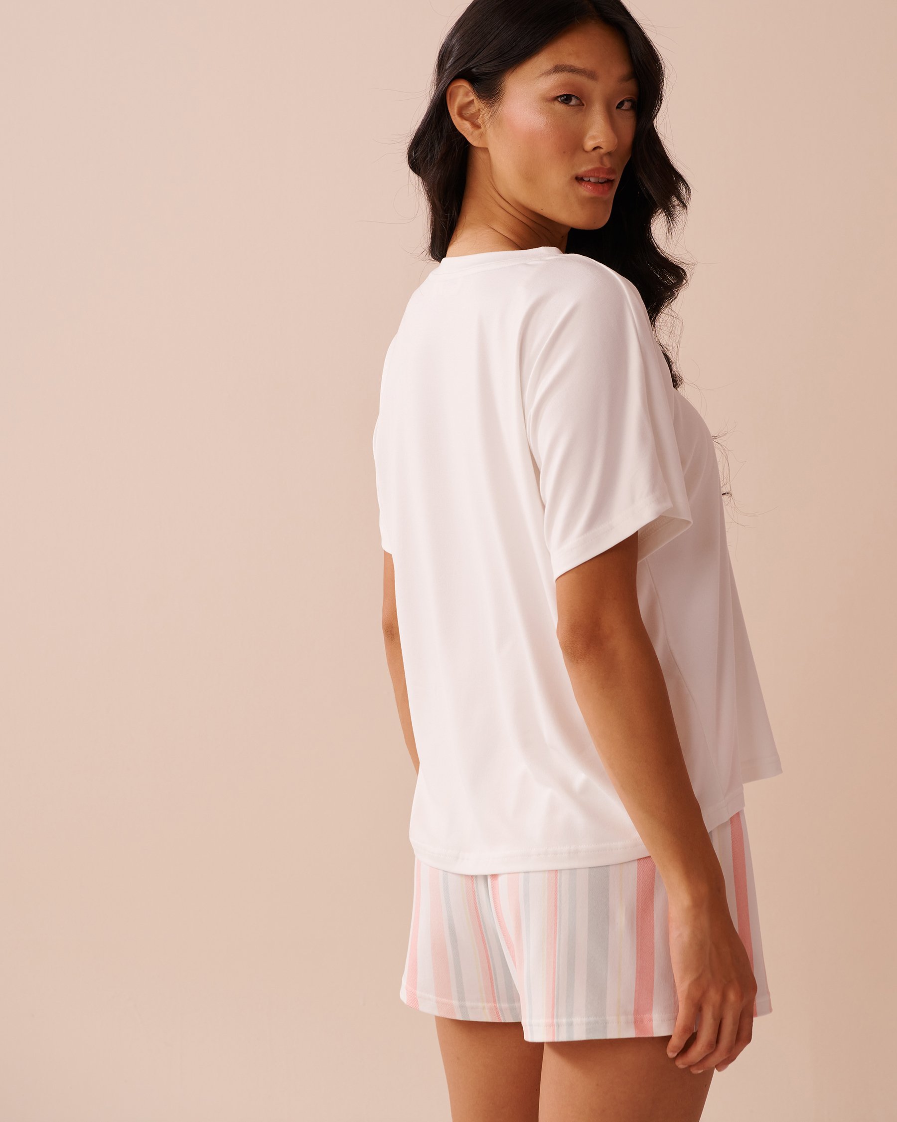 LA VIE EN ROSE T-shirt ample ultra doux imprimé lapin et fraise Blanc 40100702 - View2