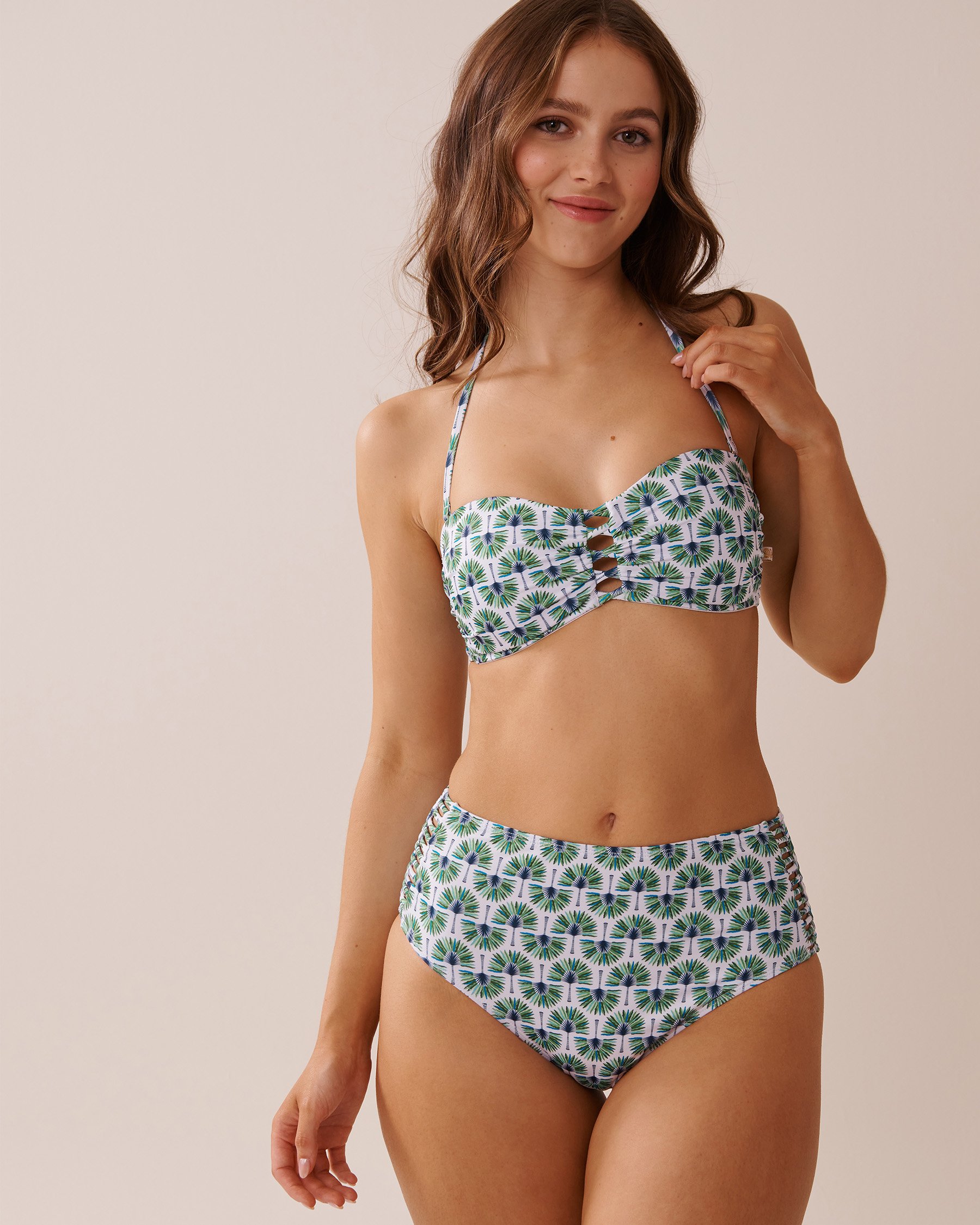 LA VIE EN ROSE AQUA GEO PALM TREE Bandeau Bikini Top Geo Palm Tree 70100720 - View3