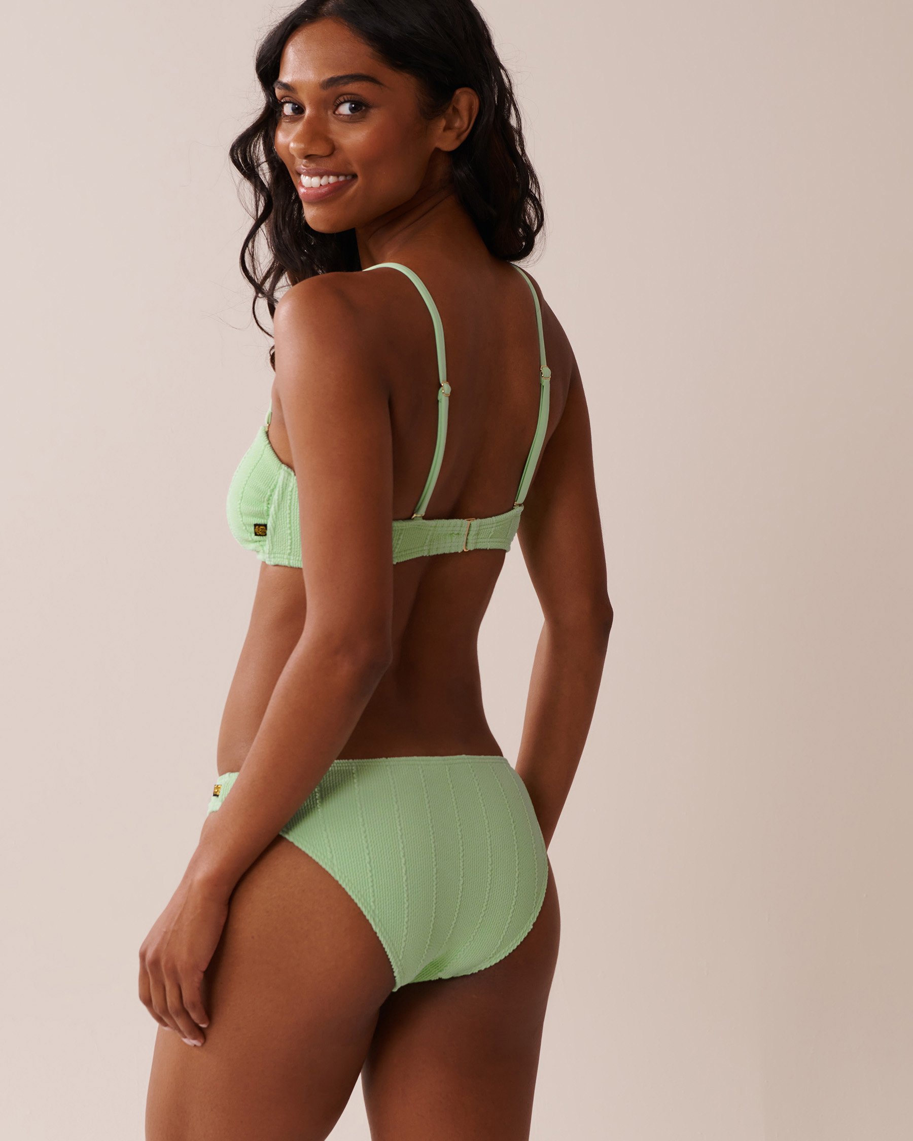 LA VIE EN ROSE AQUA Haut de bikini bandeau armature en U texturé CITRUS Lime pastel 70100714 - View2