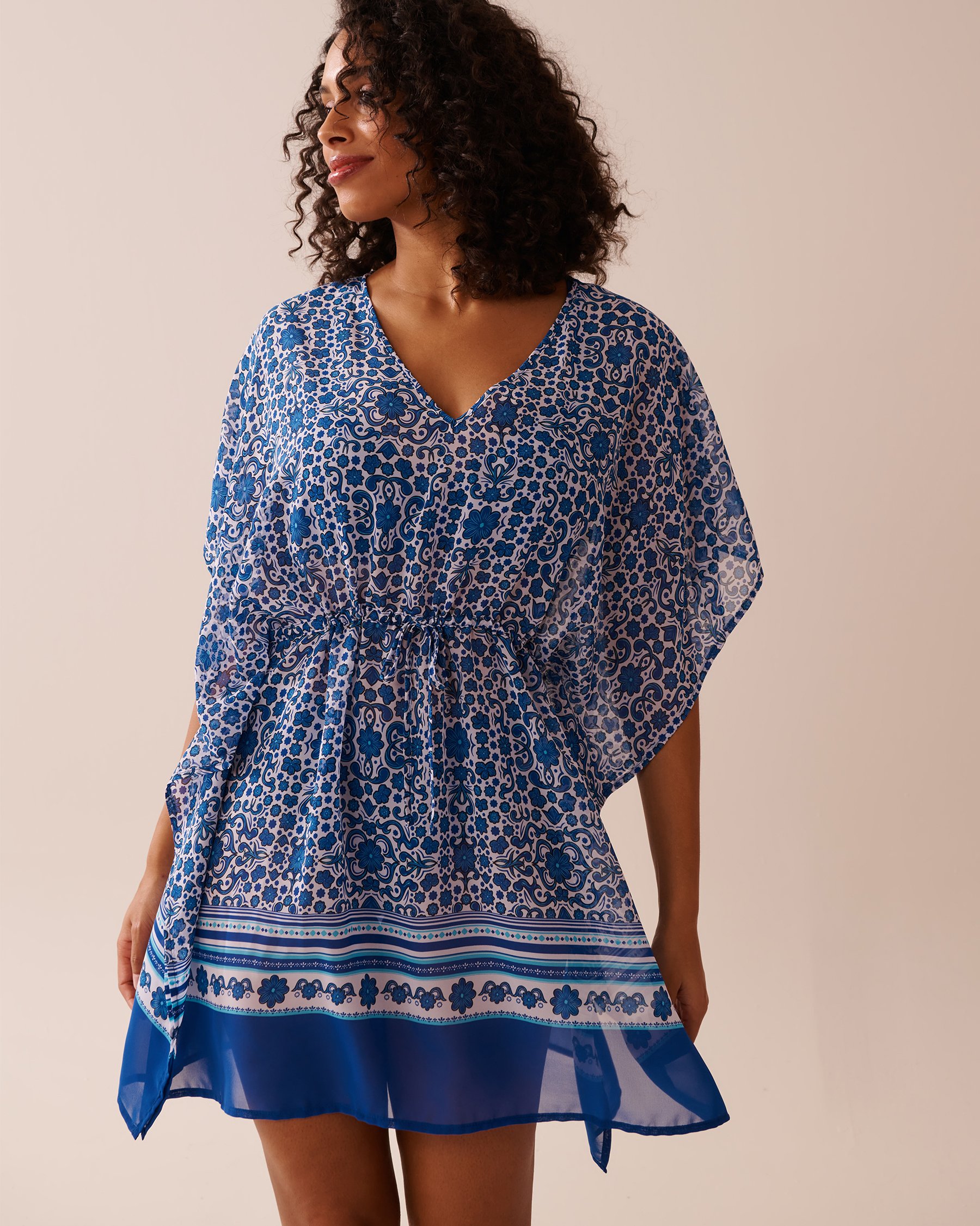 LA VIE EN ROSE AQUA Chiffon Caftan Blue Tile 80400065 - View1