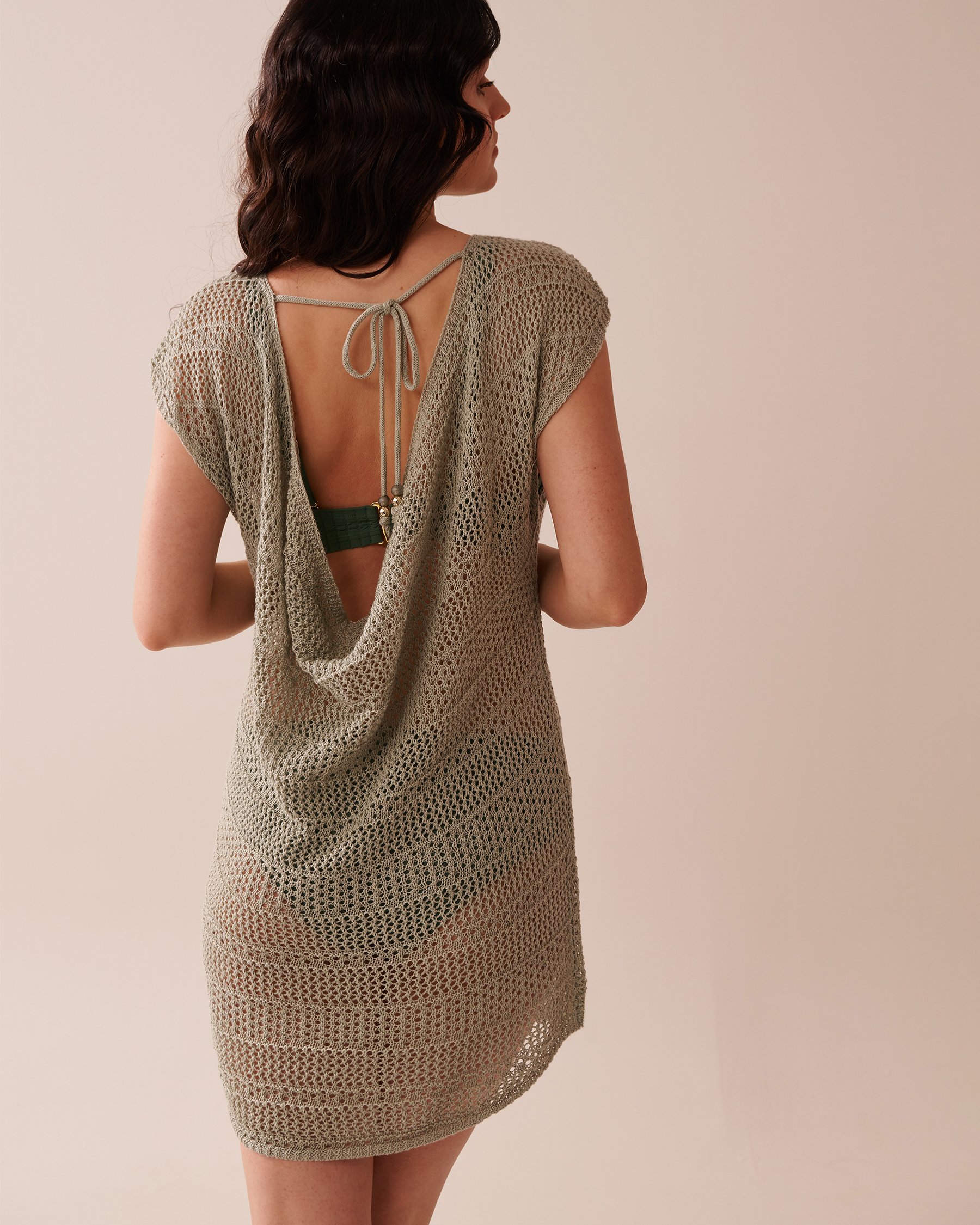 LA VIE EN ROSE AQUA Open-Back Crochet Tunic Sage 80400066 - View2