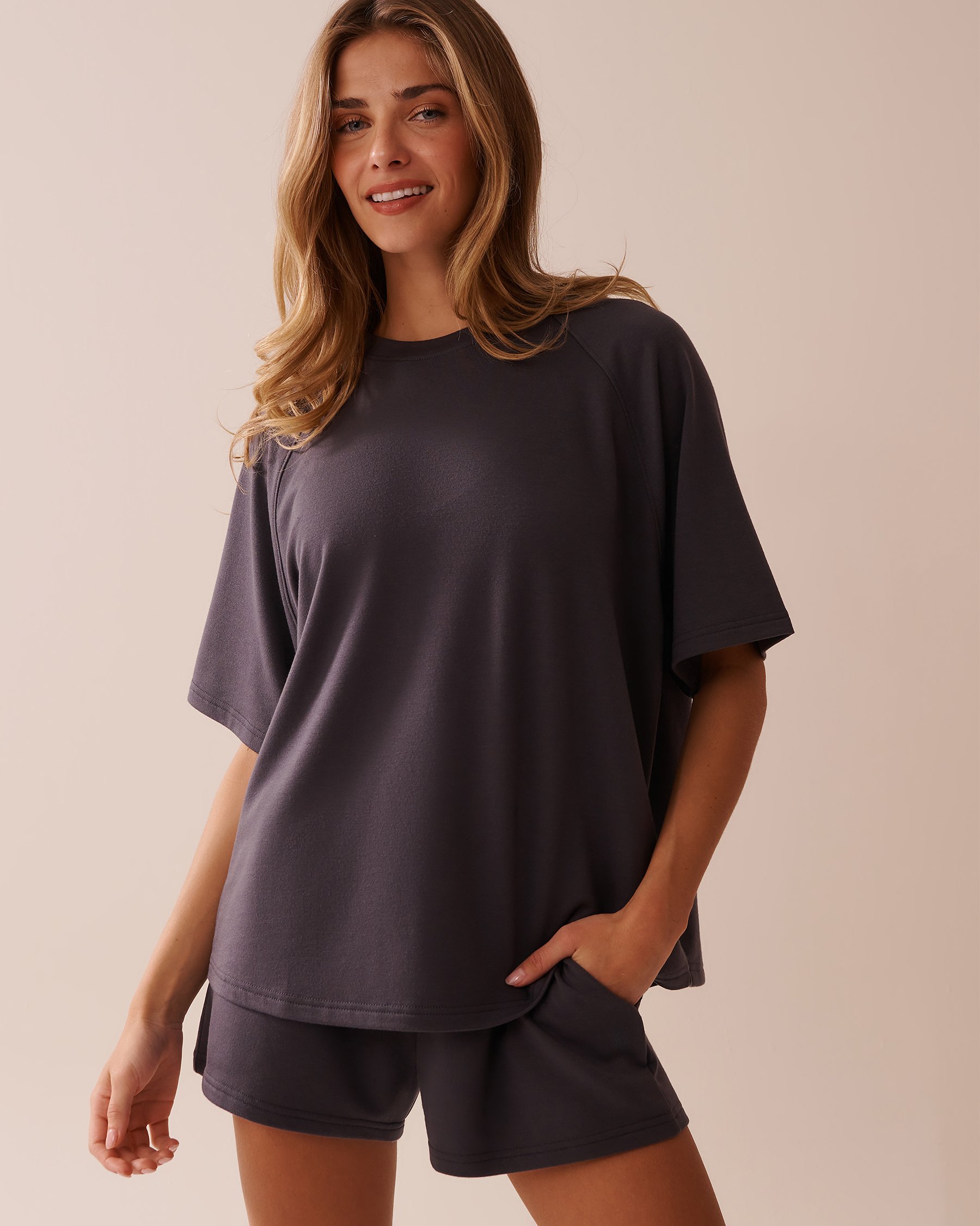 LA VIE EN ROSE T-shirt en french terry Anthracite 50100106 - Voir1