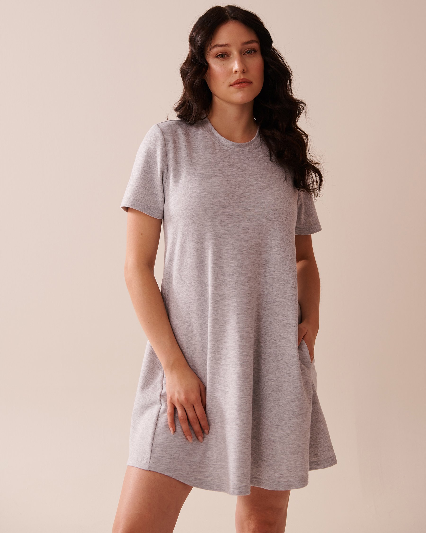 LA VIE EN ROSE Robe manches courtes en french terry Gris 50400043 - View1