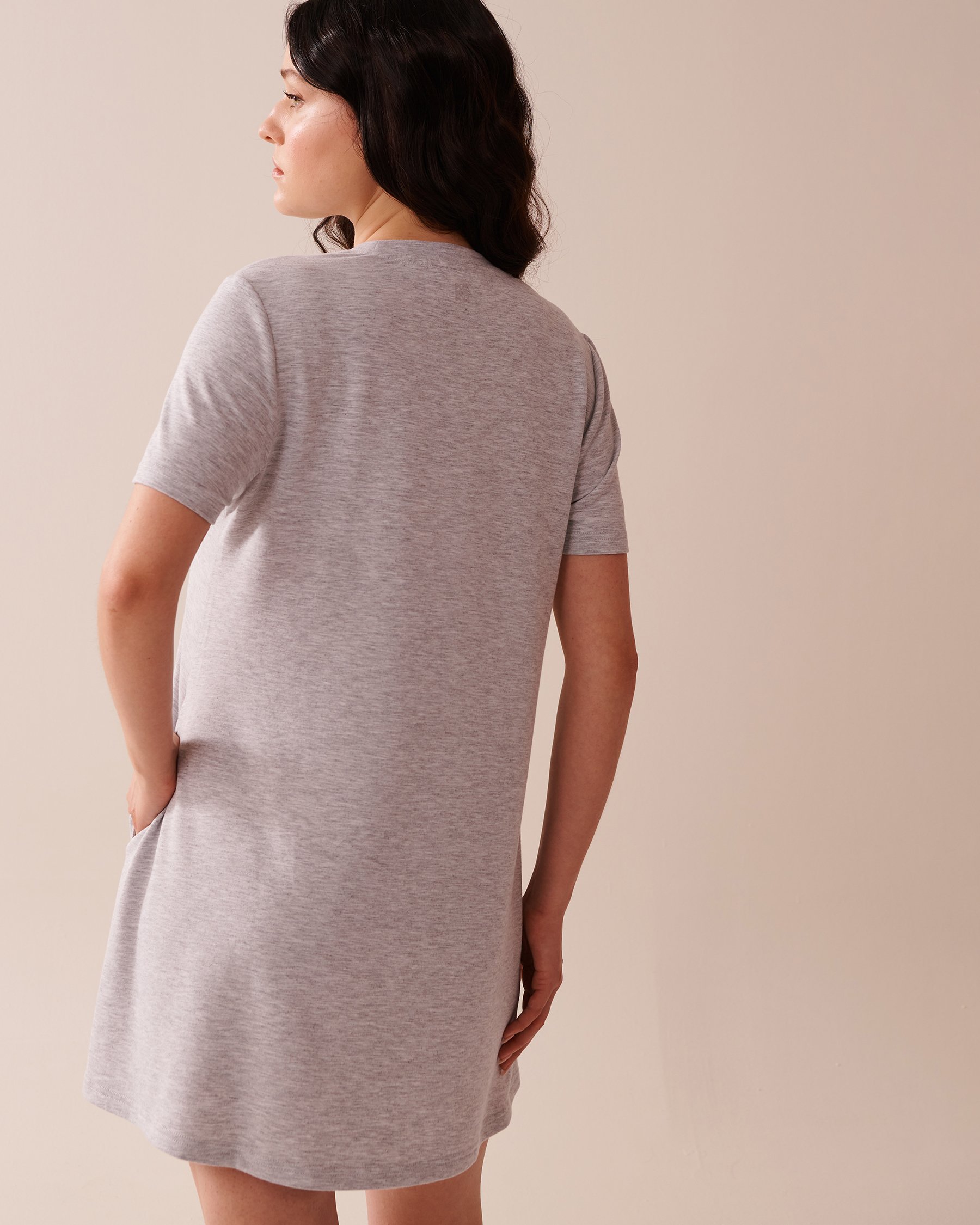 LA VIE EN ROSE Robe manches courtes en french terry Gris 50400043 - View2