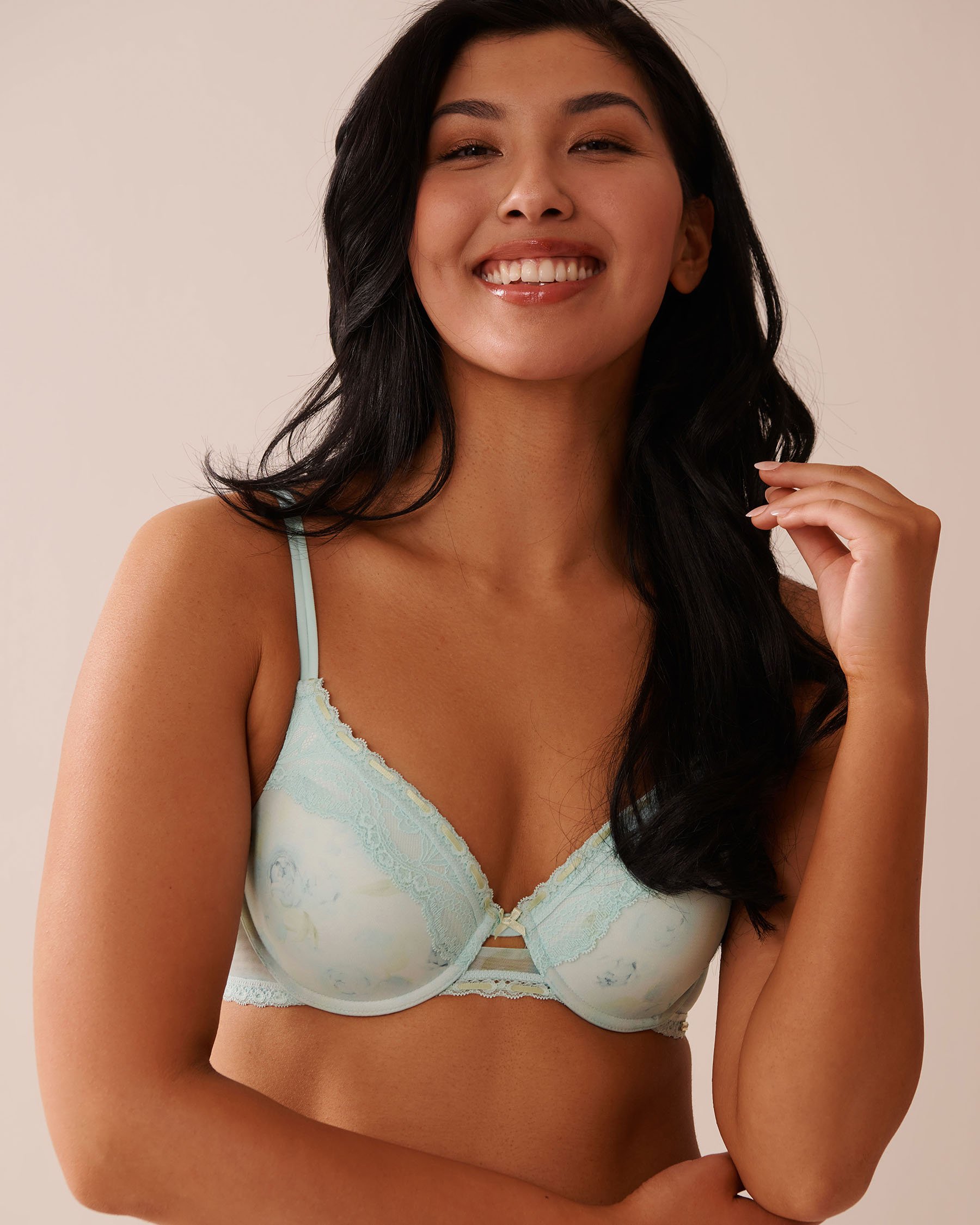 LA VIE EN ROSE Soutien-gorge doublure légère mousse mémoire Roses bleues 10200501 - View1