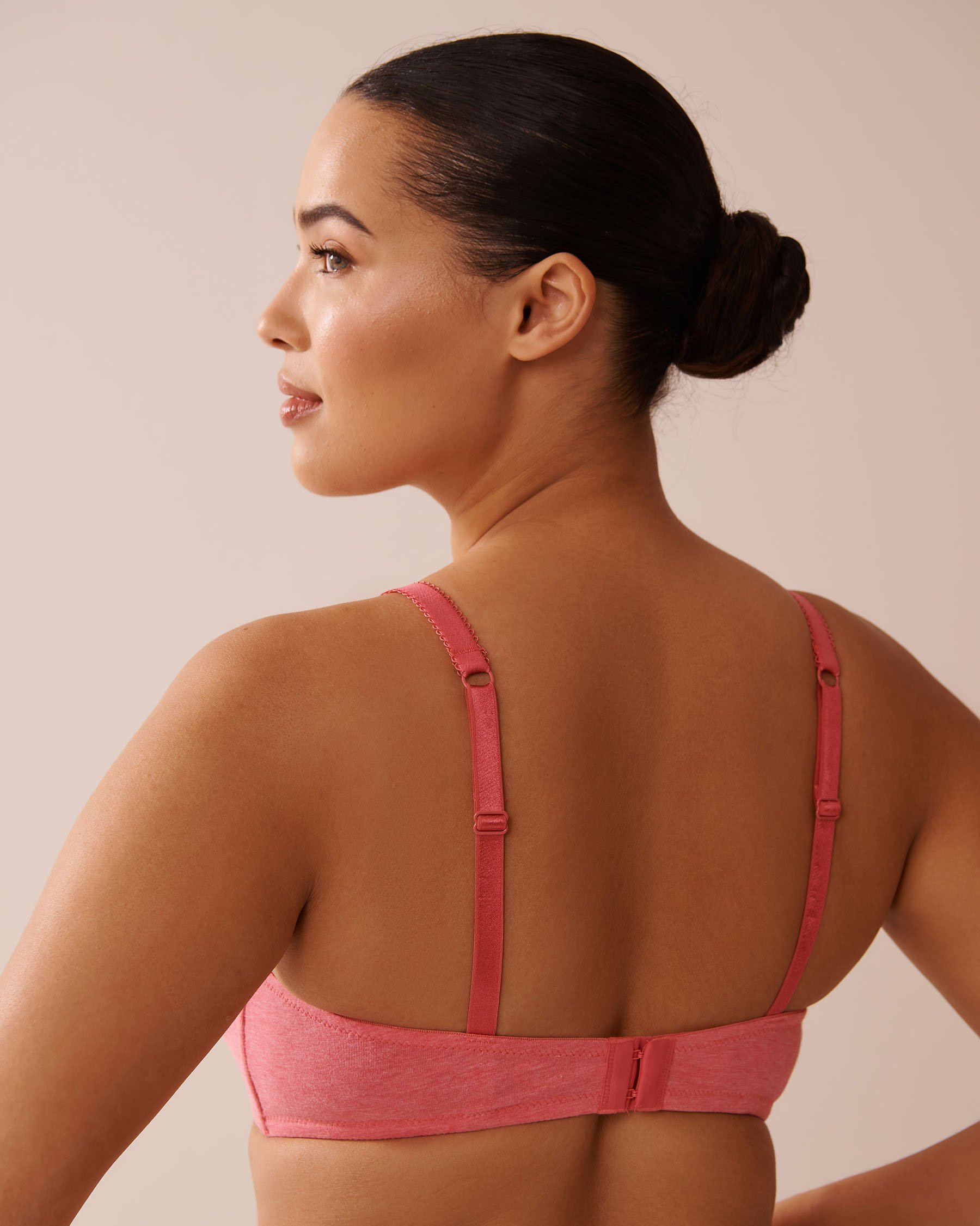 LA VIE EN ROSE Lightly Lined Wireless Cotton Bra Watermelon Pink 10200489 - View5