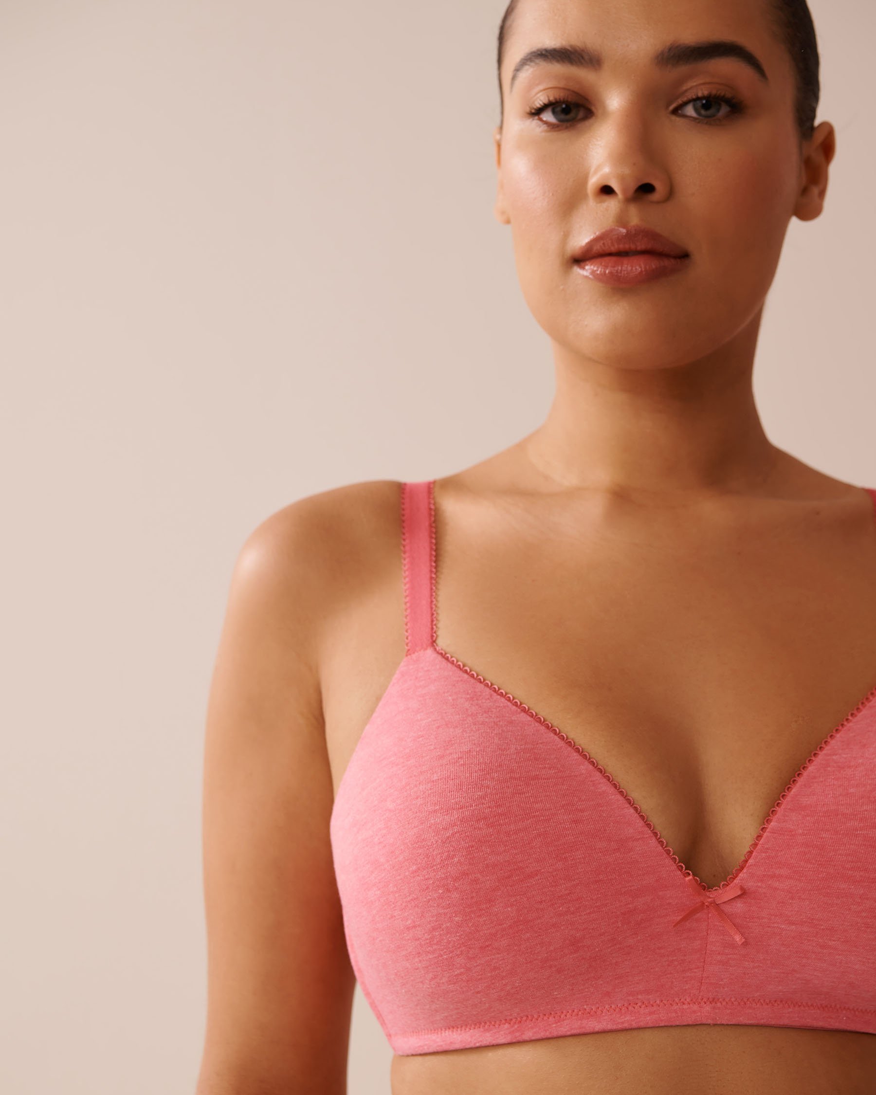 LA VIE EN ROSE Lightly Lined Wireless Cotton Bra Watermelon Pink 10200489 - View6