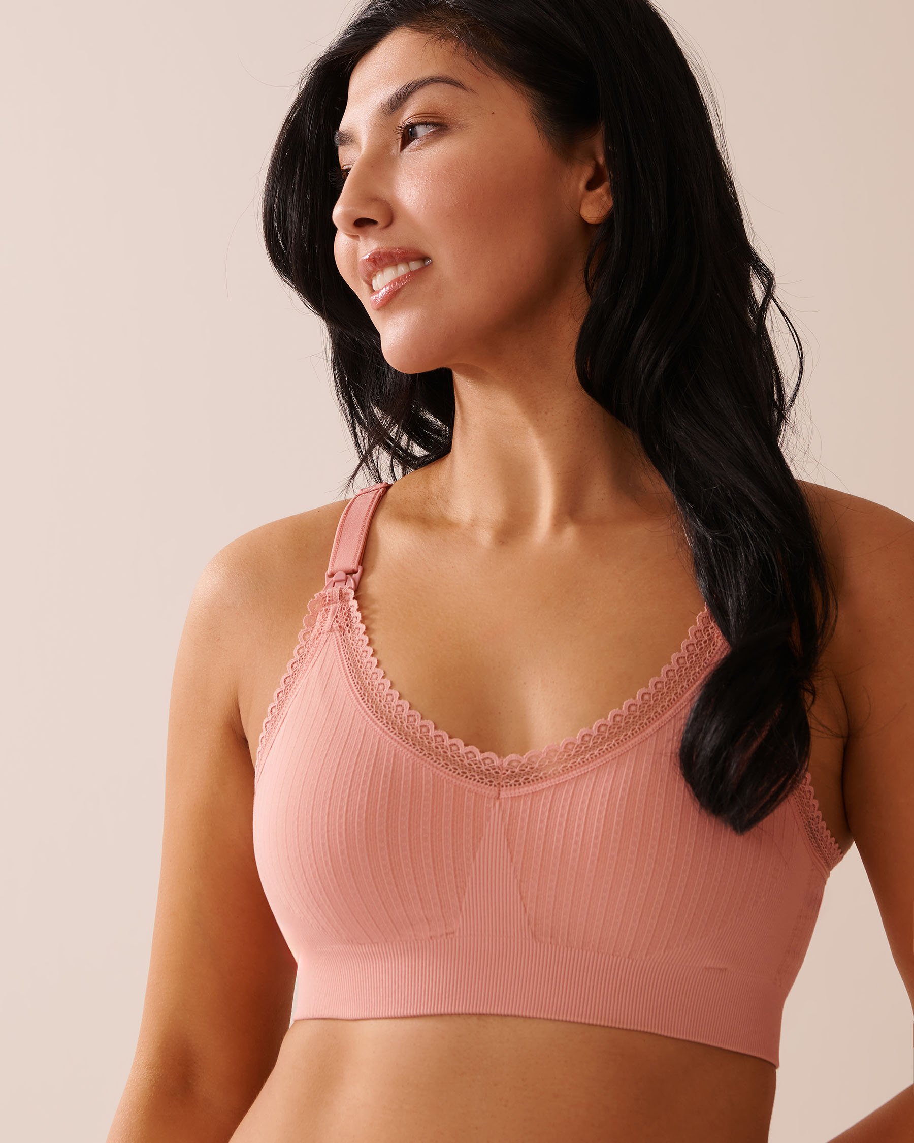 LA VIE EN ROSE Seamless Nursing Bralette Salmon Pink 10200504 - View1