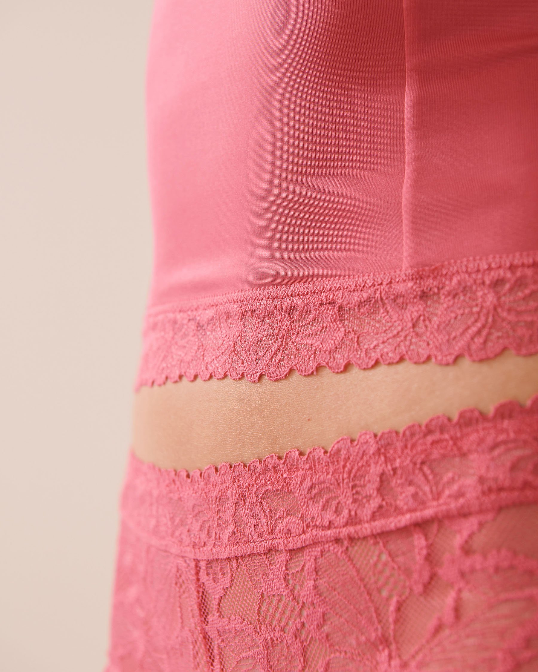 LA VIE EN ROSE Ensemble 2 pièces en microfibre et dentelle florale Rose melon d'eau 60400054 - View4