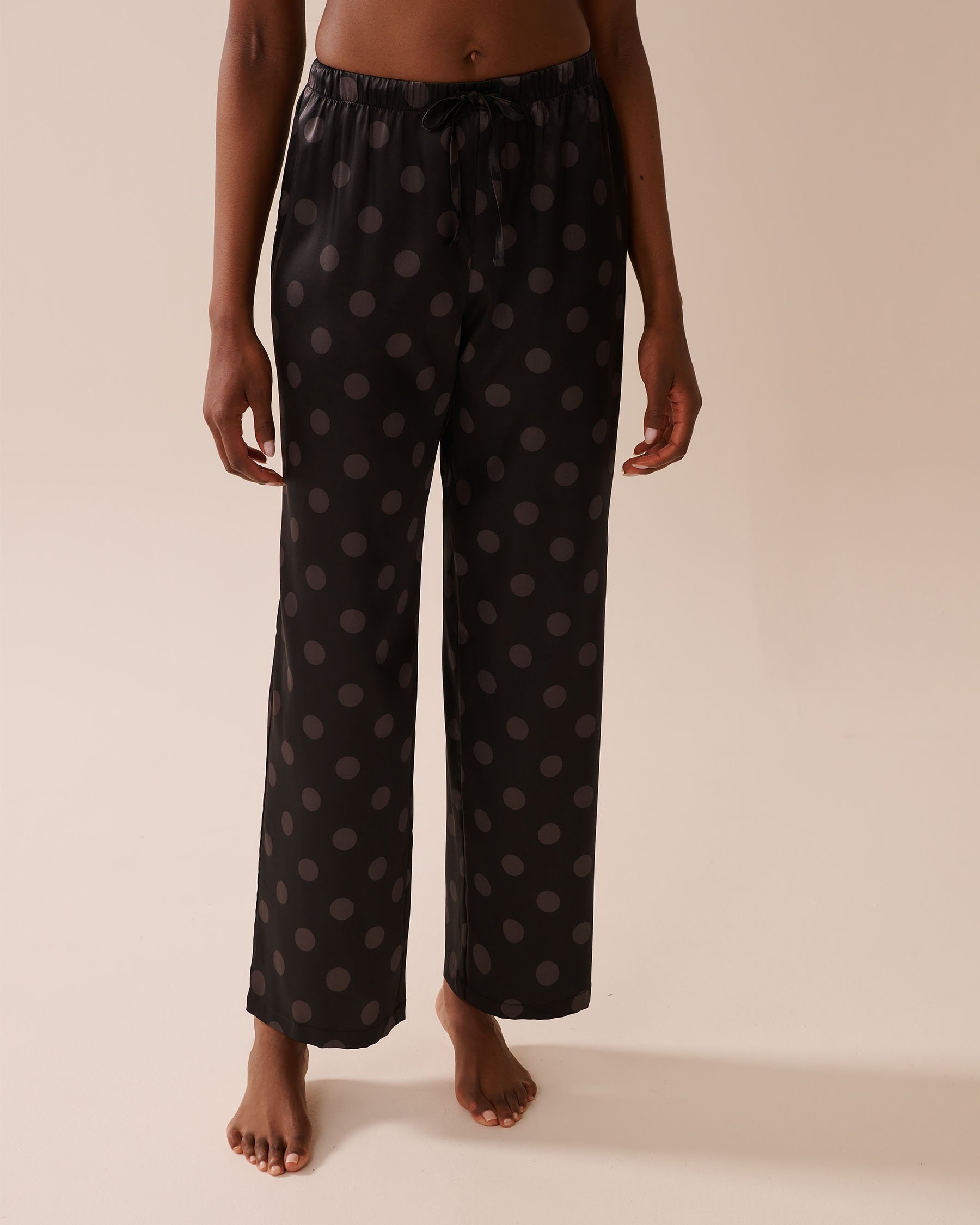 LA VIE EN ROSE Polka Dot Satin Pajama Set Black & White Polka Dot 60400060 - View4