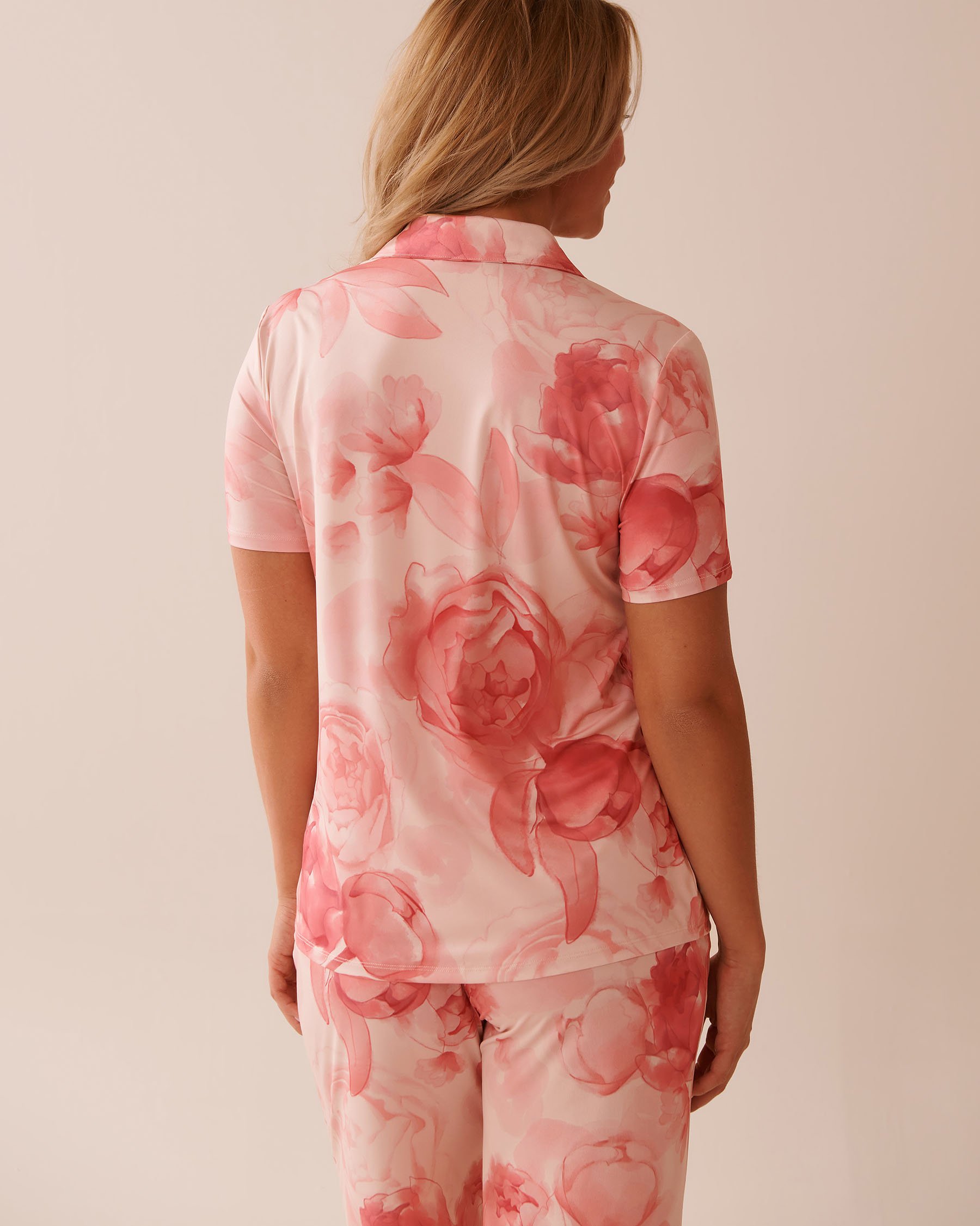 LA VIE EN ROSE Recycled Fibers Floral Button-down Shirt Pink Rose 60100139 - View2