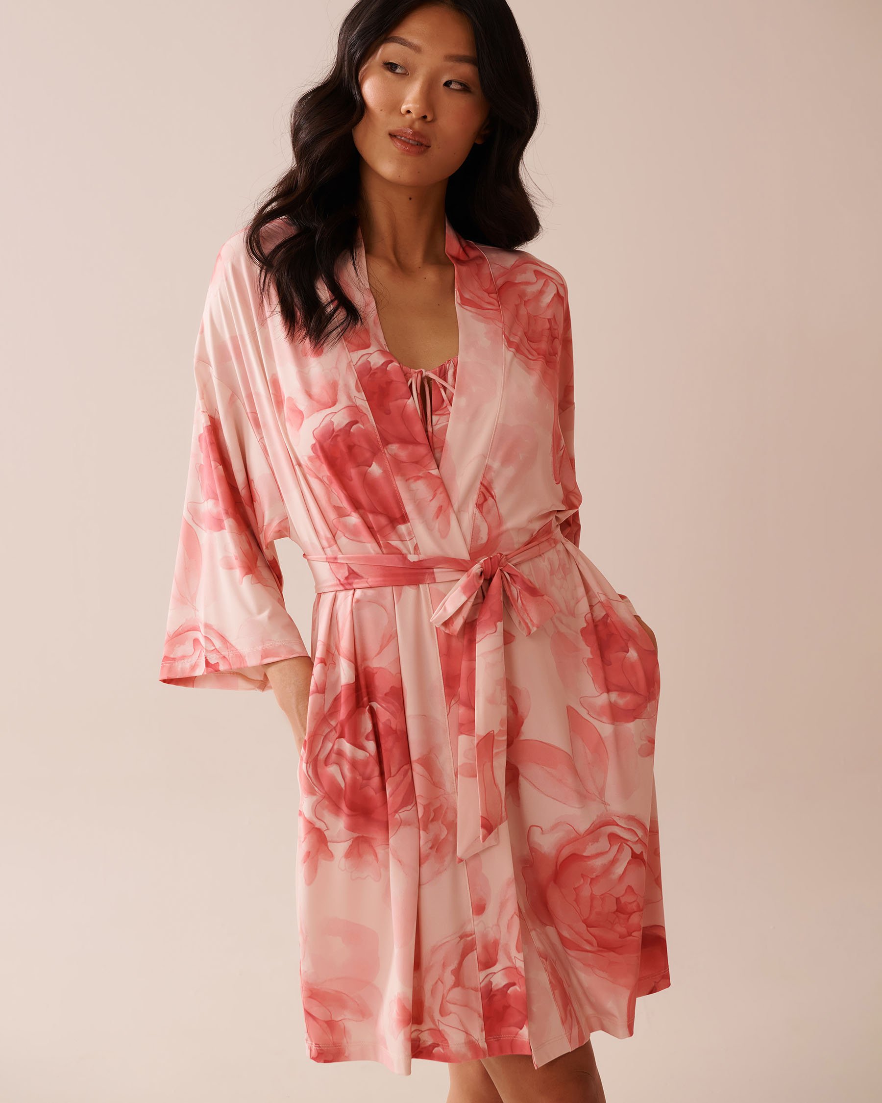 LA VIE EN ROSE Recycled Fibers Floral Kimono Pink Rose 60600096 - View3