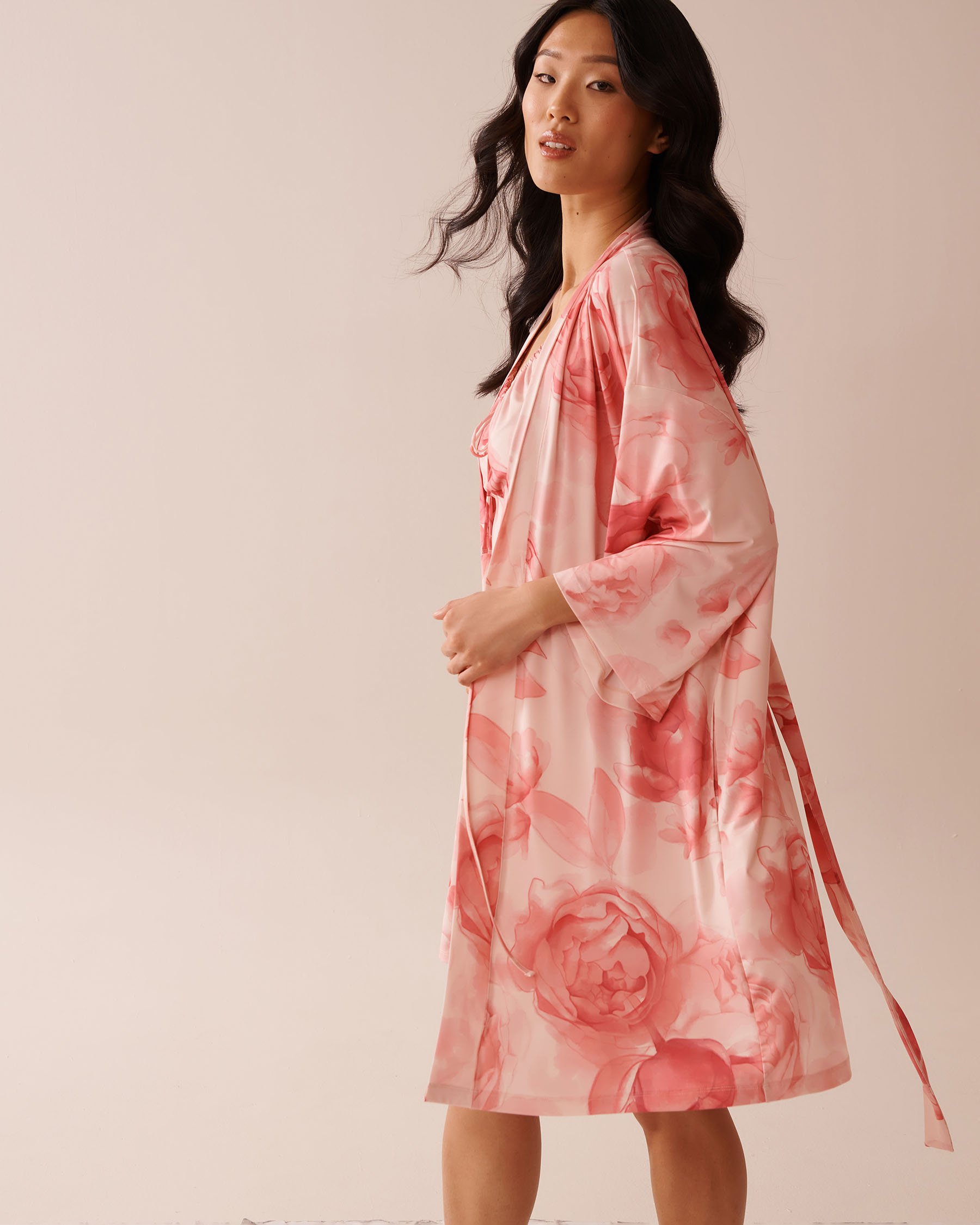 LA VIE EN ROSE Recycled Fibers Floral Kimono Pink Rose 60600096 - View6