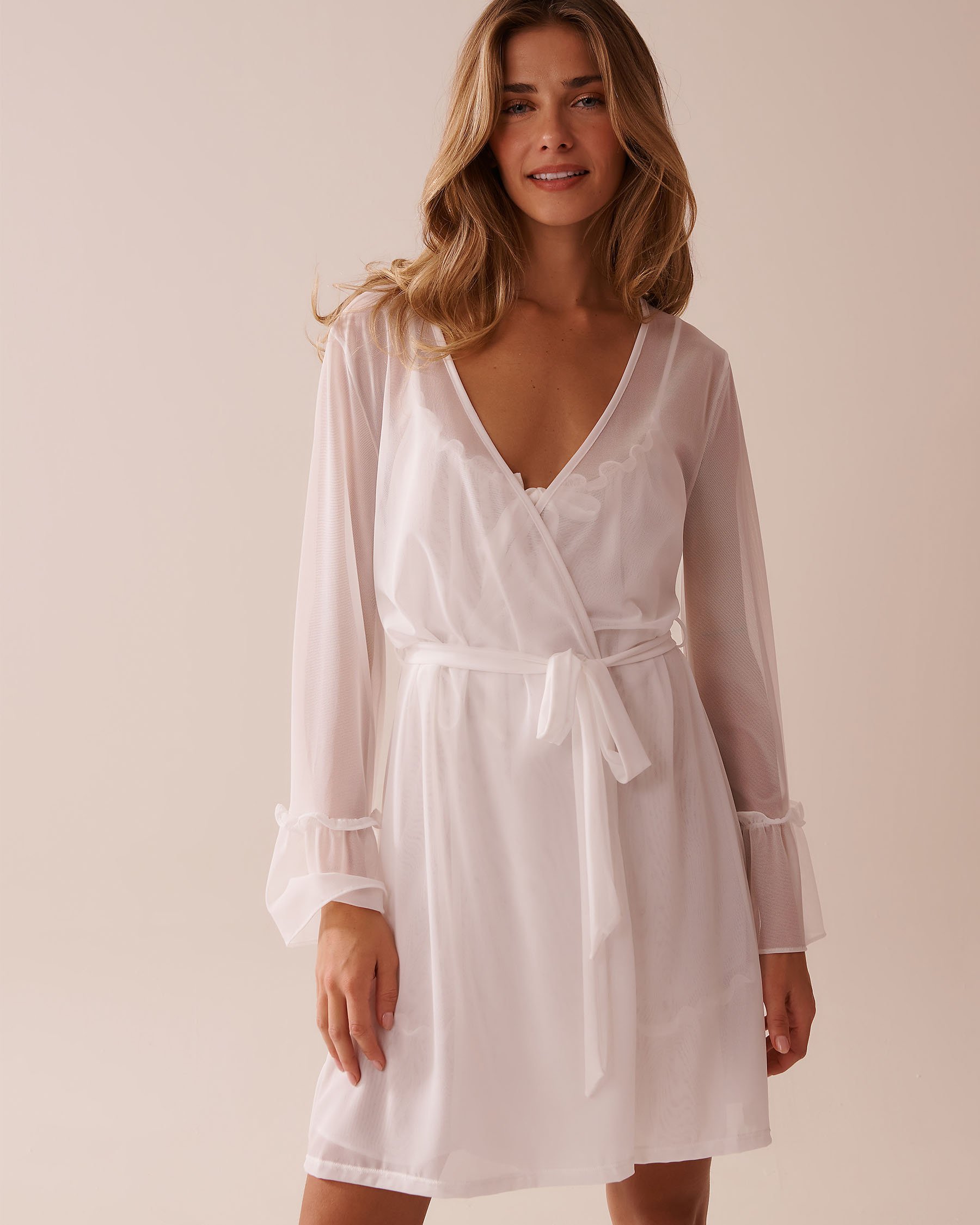 LA VIE EN ROSE Short Mesh Kimono White 60600095 - View1