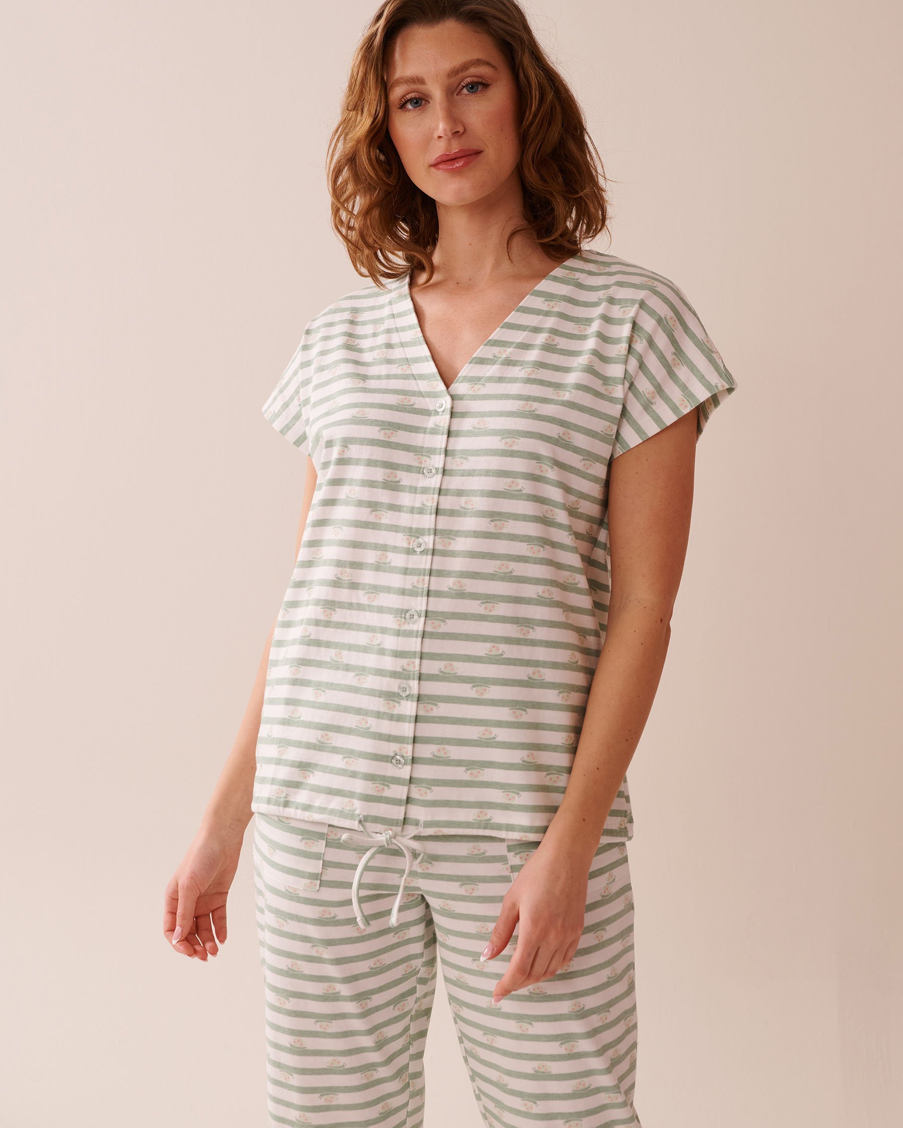 LA VIE EN ROSE T-shirt en coton imprimé escargot Vert glacé/Escargots 40100724 - View1