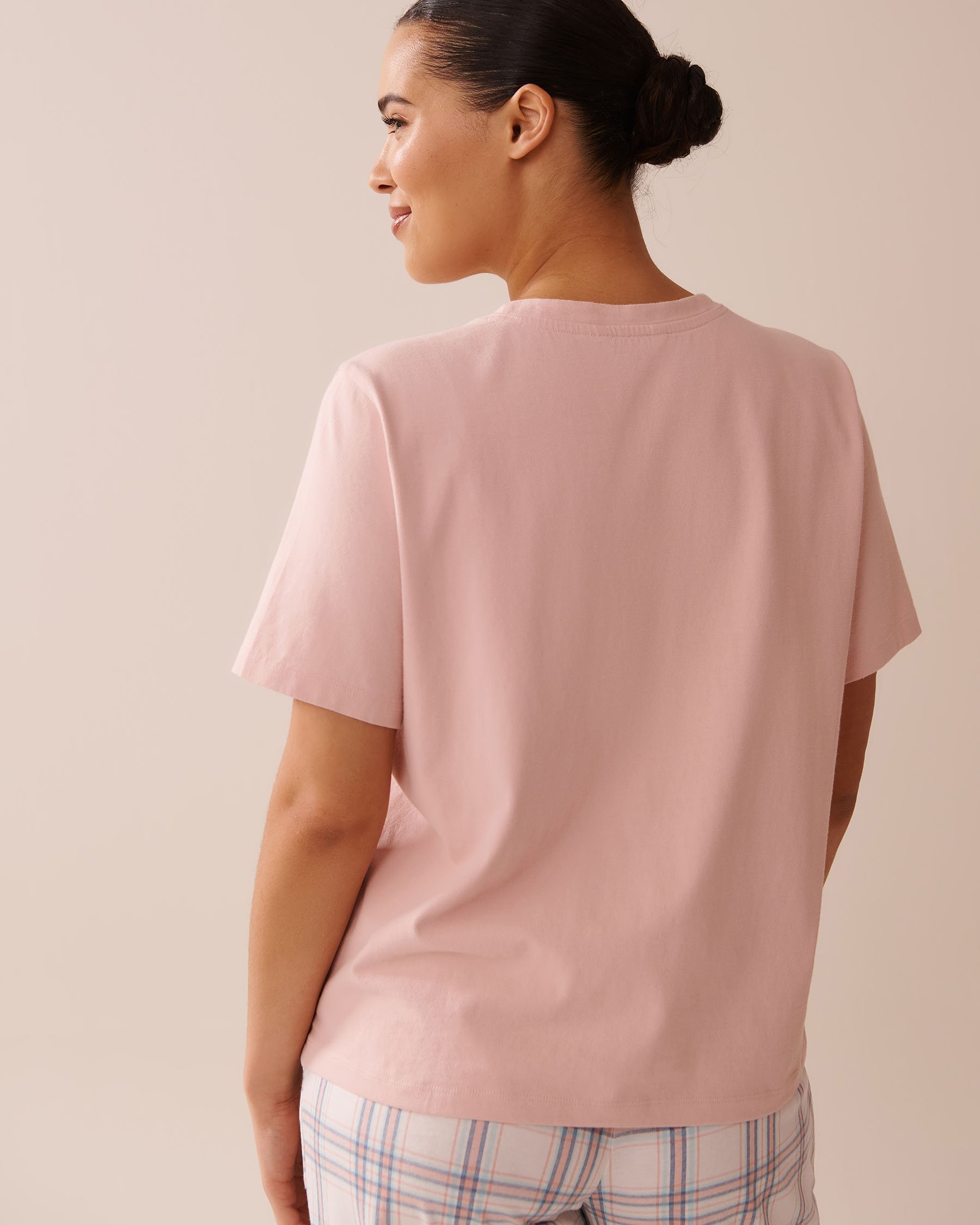 LA VIE EN ROSE T-shirt col rond en coton imprimé goéland Rose pivoine 40100726 - Voir2