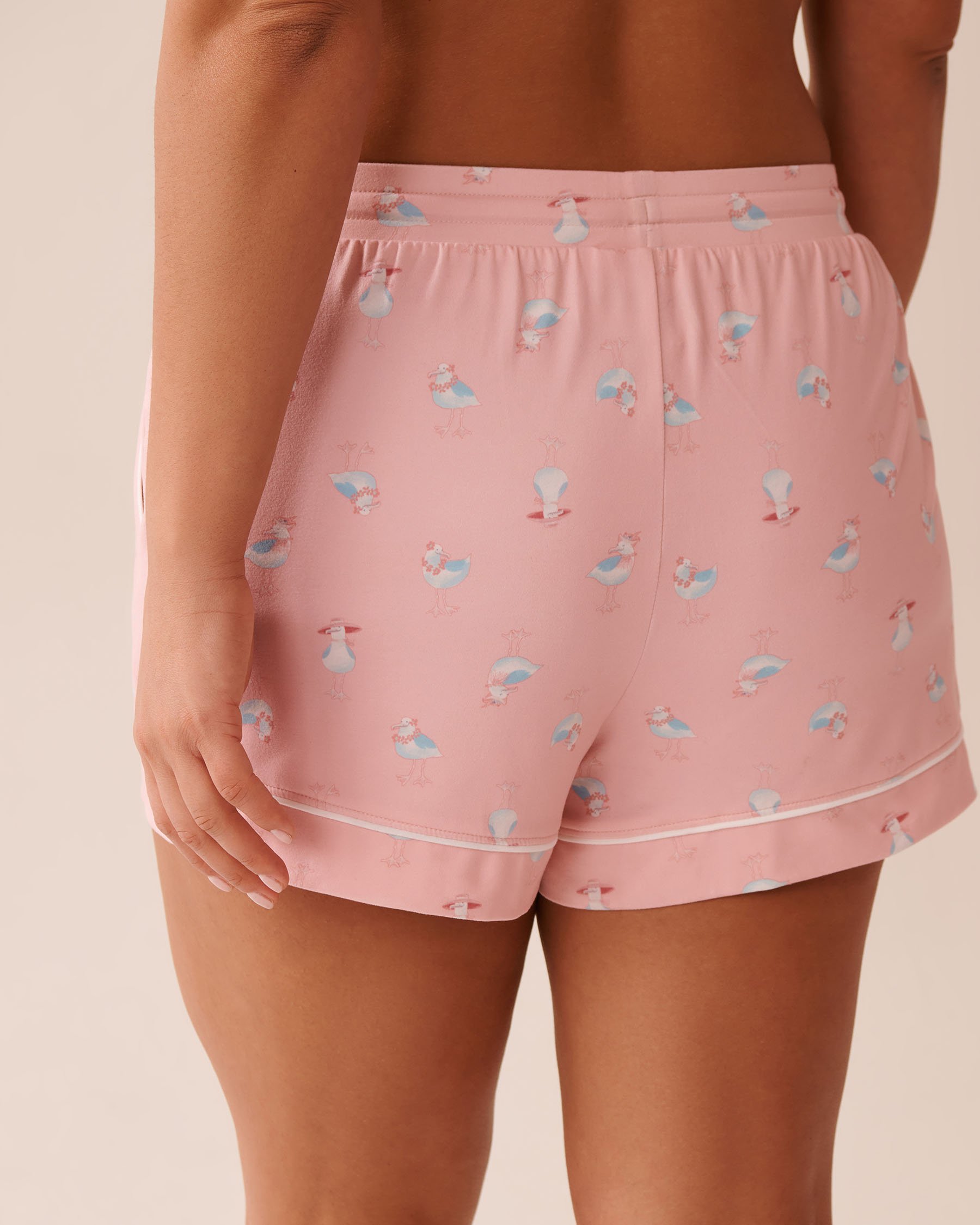 LA VIE EN ROSE Seagull Print Super Soft Pajama Shorts Pink/Seagull 40200727 - View4
