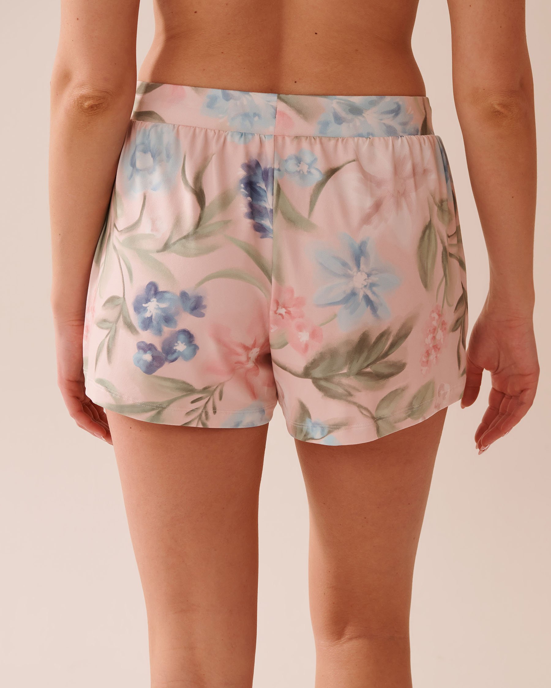 LA VIE EN ROSE Watercolour Flower Print Super Soft Pajama Shorts Watercolour Flowers 40200731 - View2