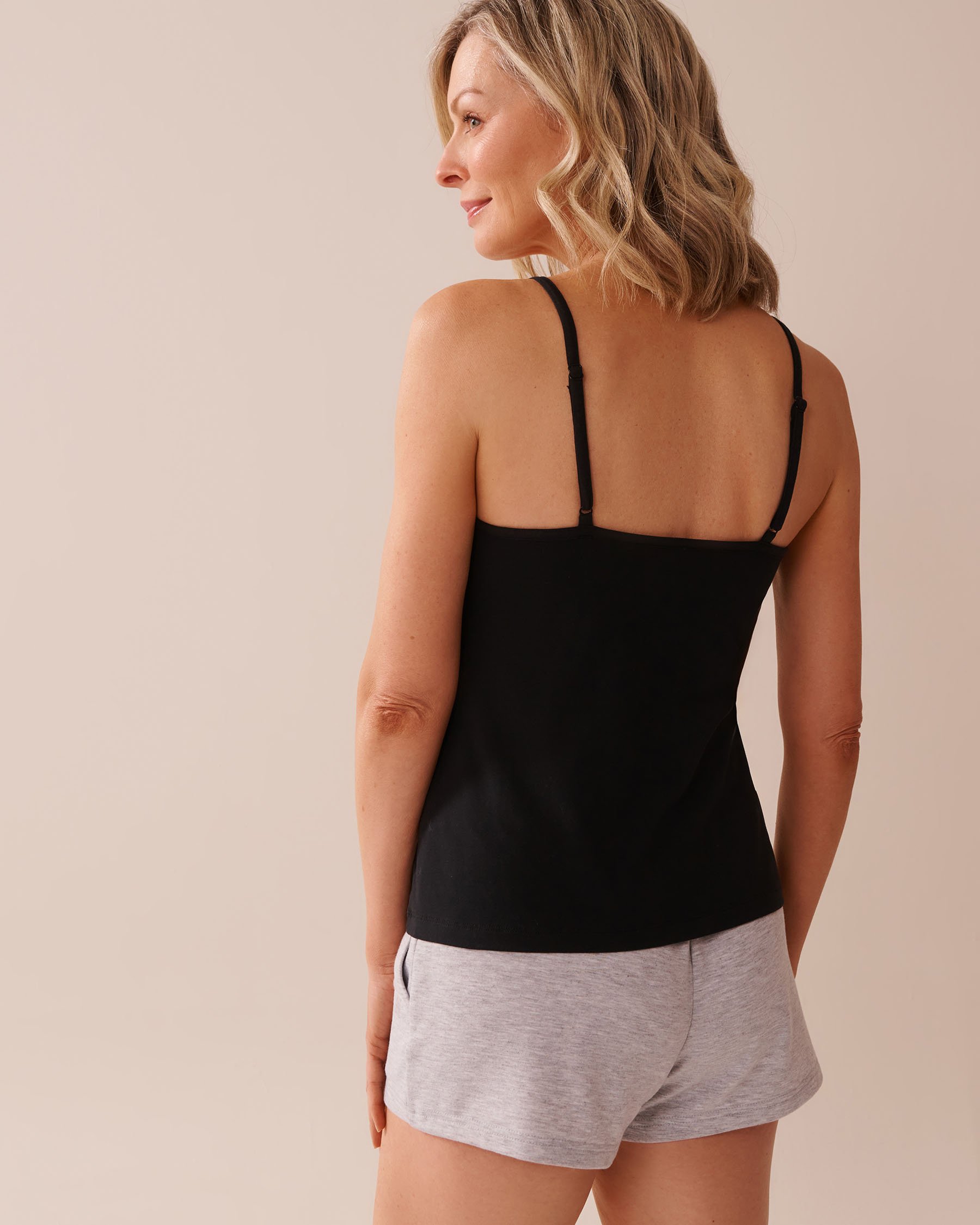 LA VIE EN ROSE Cotton Cami Black 40100729 - View2