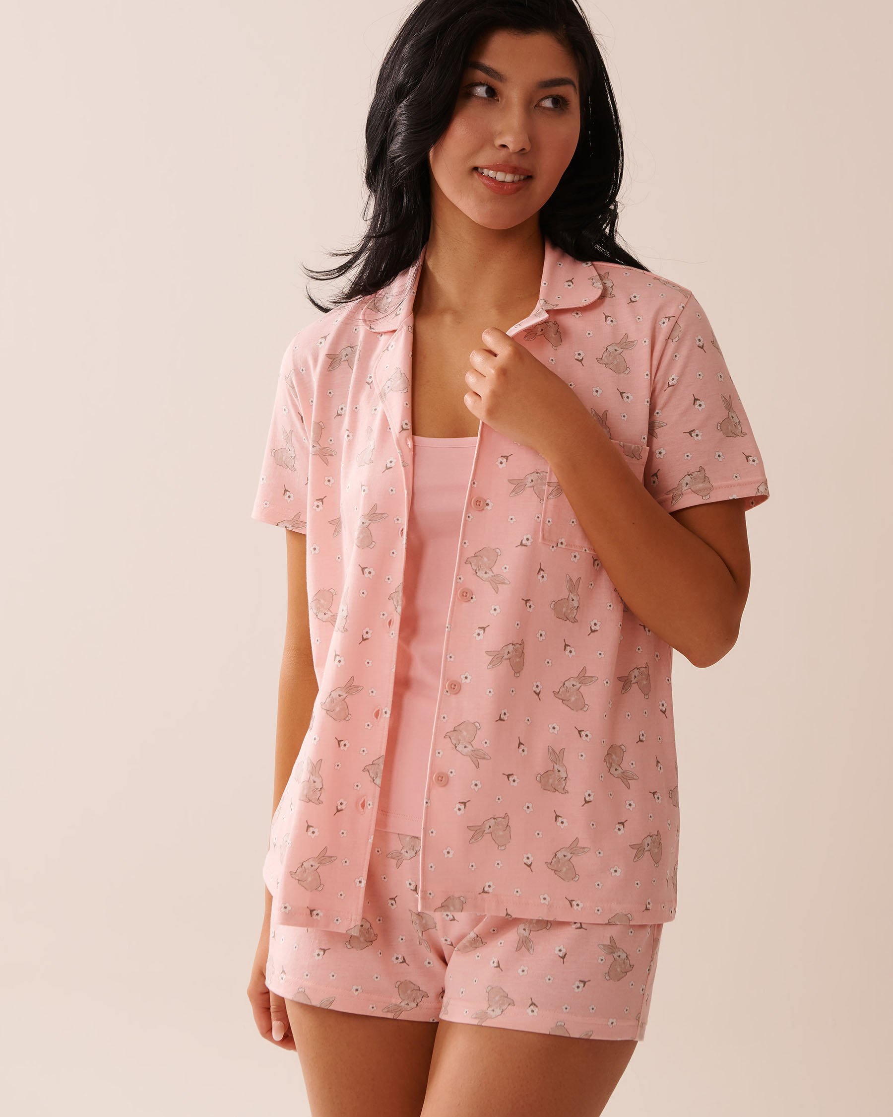 LA VIE EN ROSE Cotton Cami Peony Pink 40100729 - View4