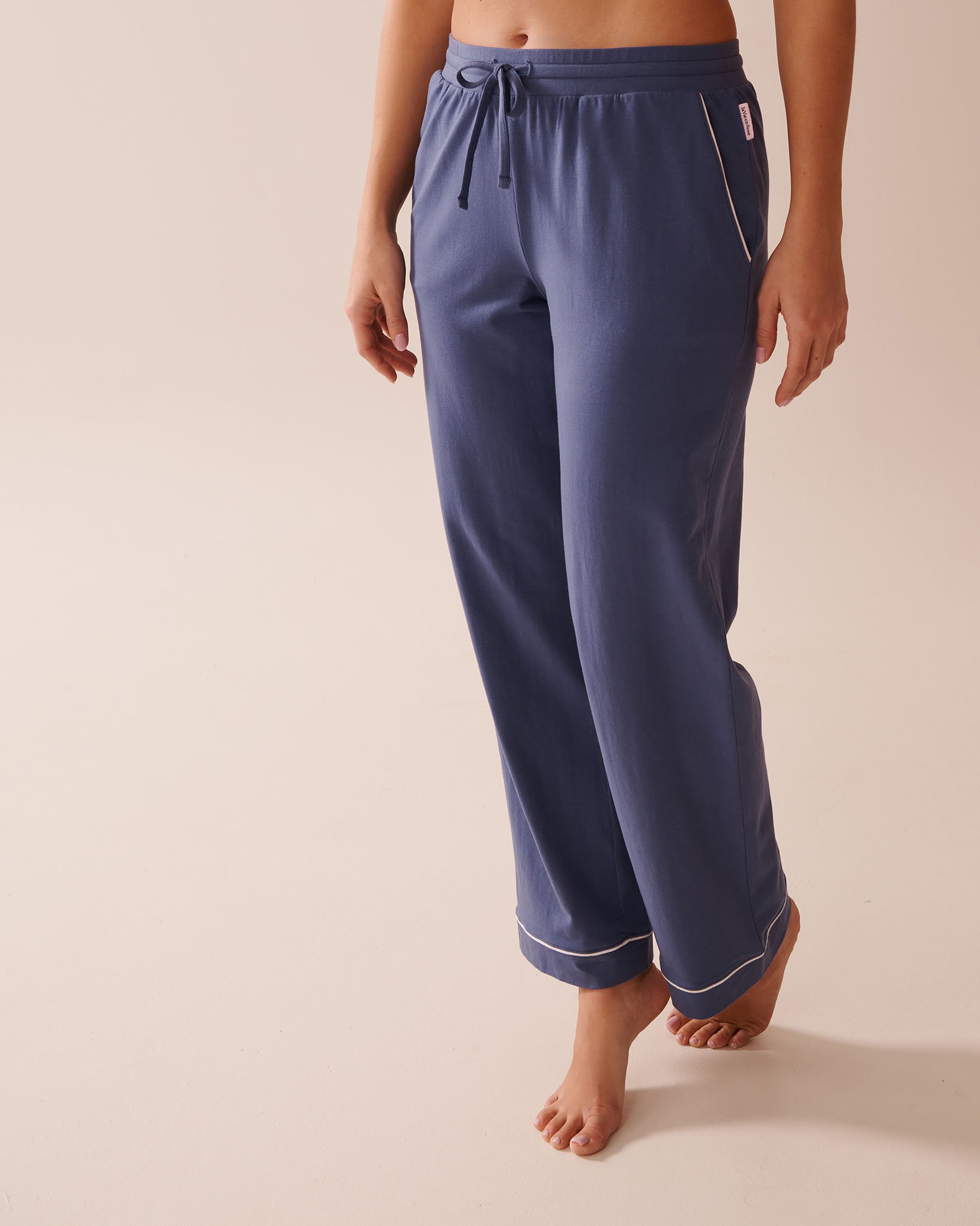 LA VIE EN ROSE Cotton Pajama Pants Indigo Blue 40200719 - View3