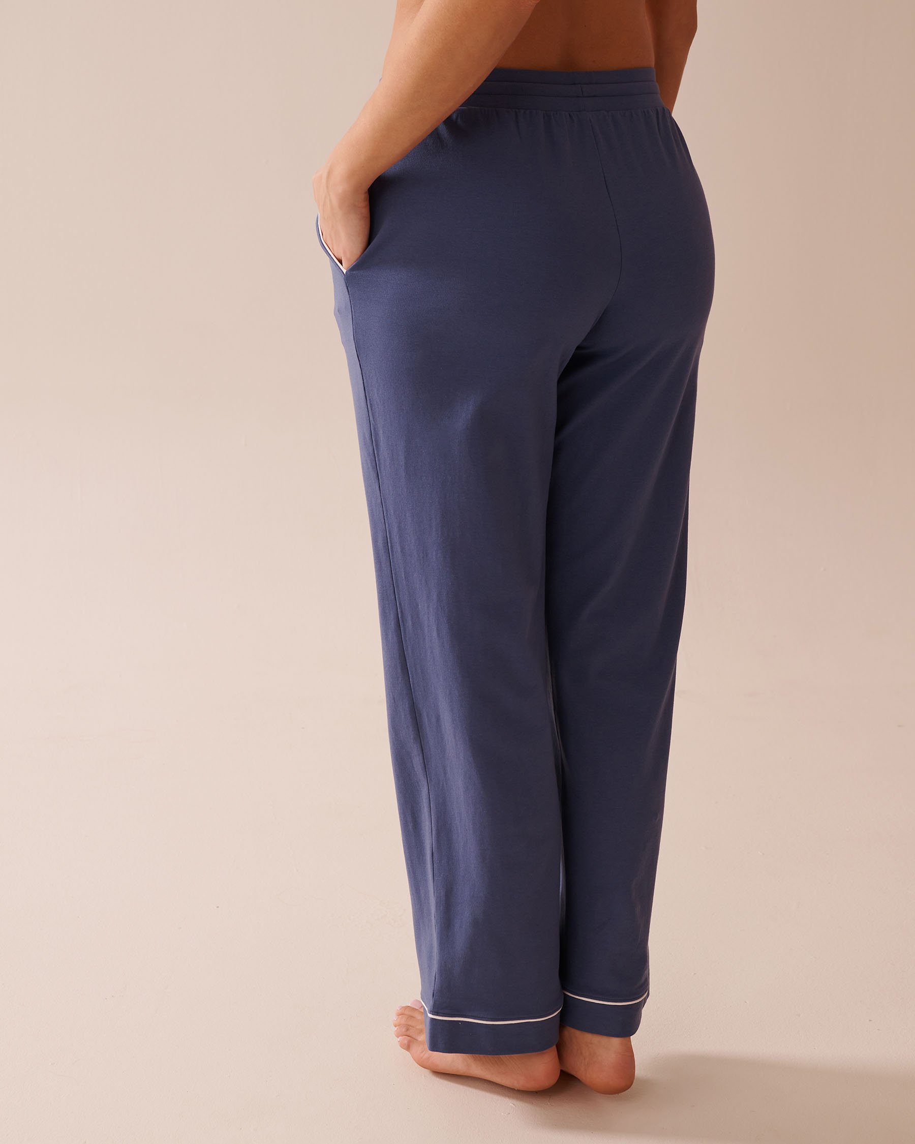 LA VIE EN ROSE Cotton Pajama Pants Indigo Blue 40200719 - View4