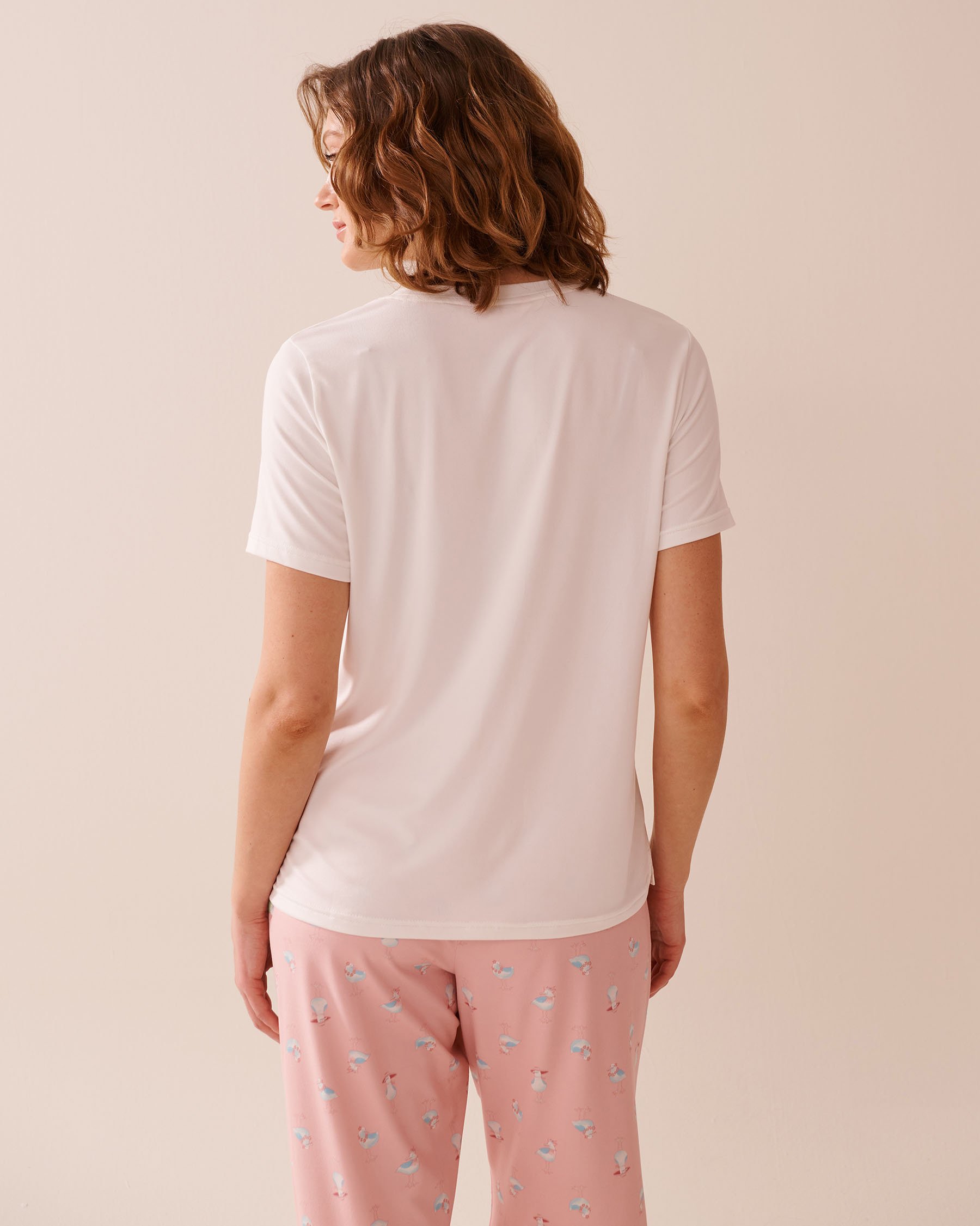 LA VIE EN ROSE Seagull Print Super Soft T-shirt White 40100742 - View5