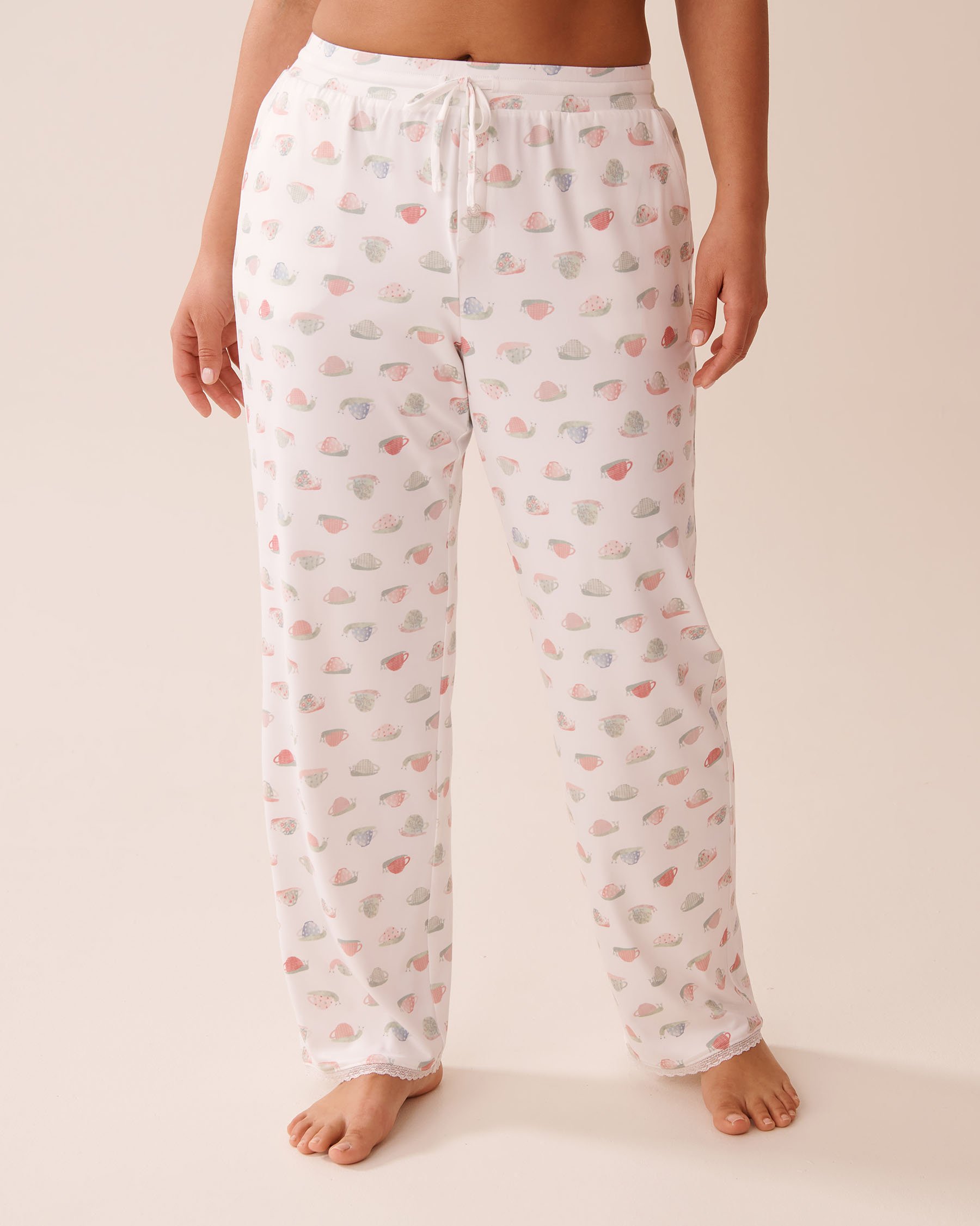 LA VIE EN ROSE Pantalon de pyjama ultra doux imprimé escargot Blanc/Escargot 40200729 - Voir3