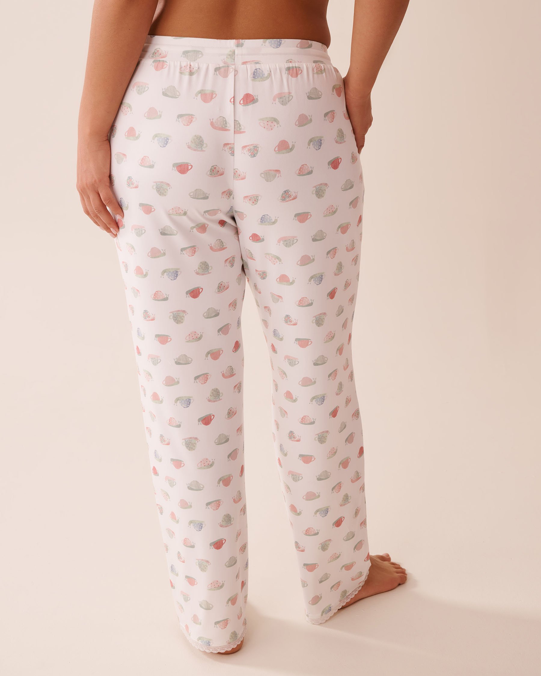 LA VIE EN ROSE Pantalon de pyjama ultra doux imprimé escargot Blanc/Escargot 40200729 - Voir4