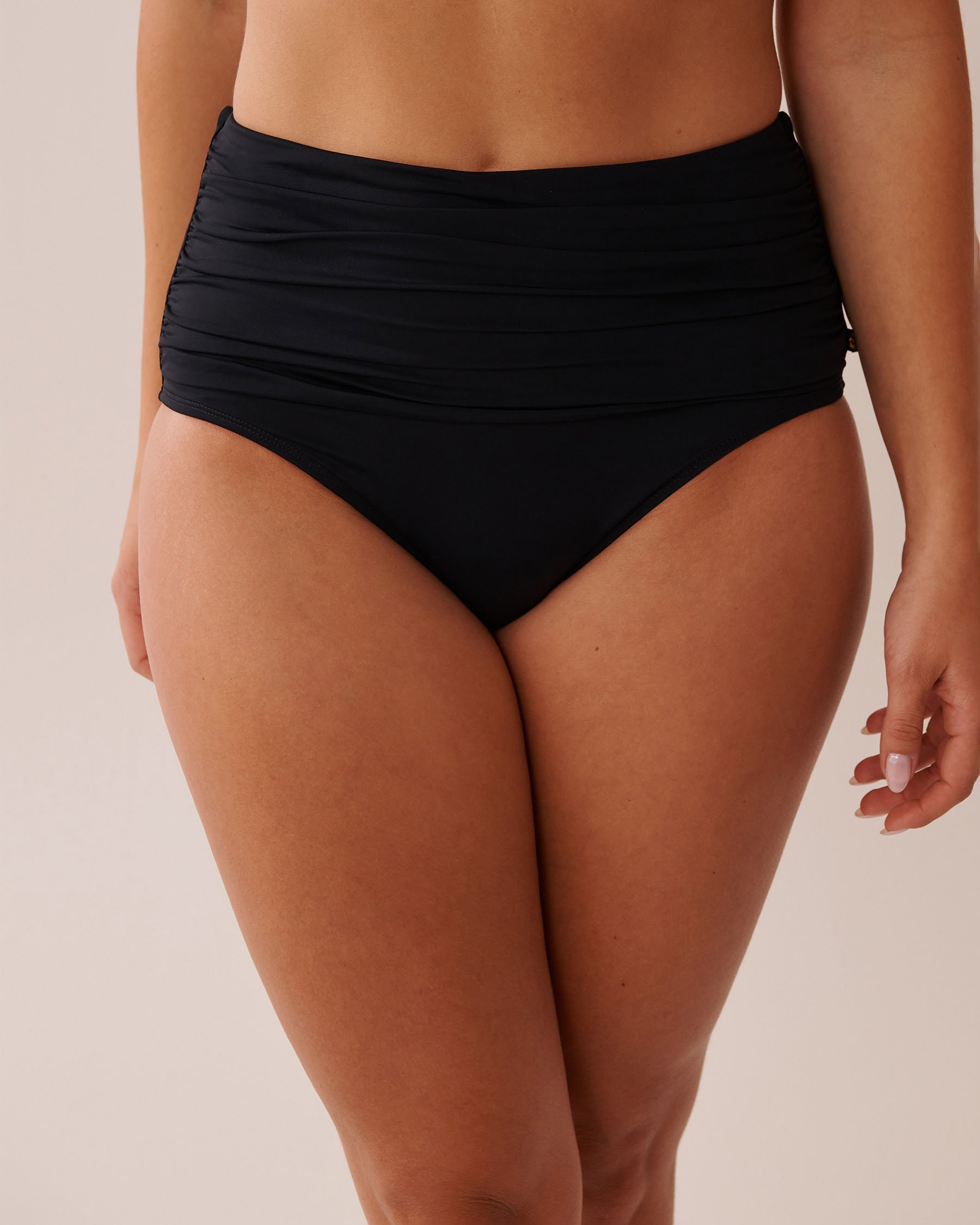 LA VIE EN ROSE AQUA BLACK Draped High Waist Bikini Bottom Black 70300634 - View3