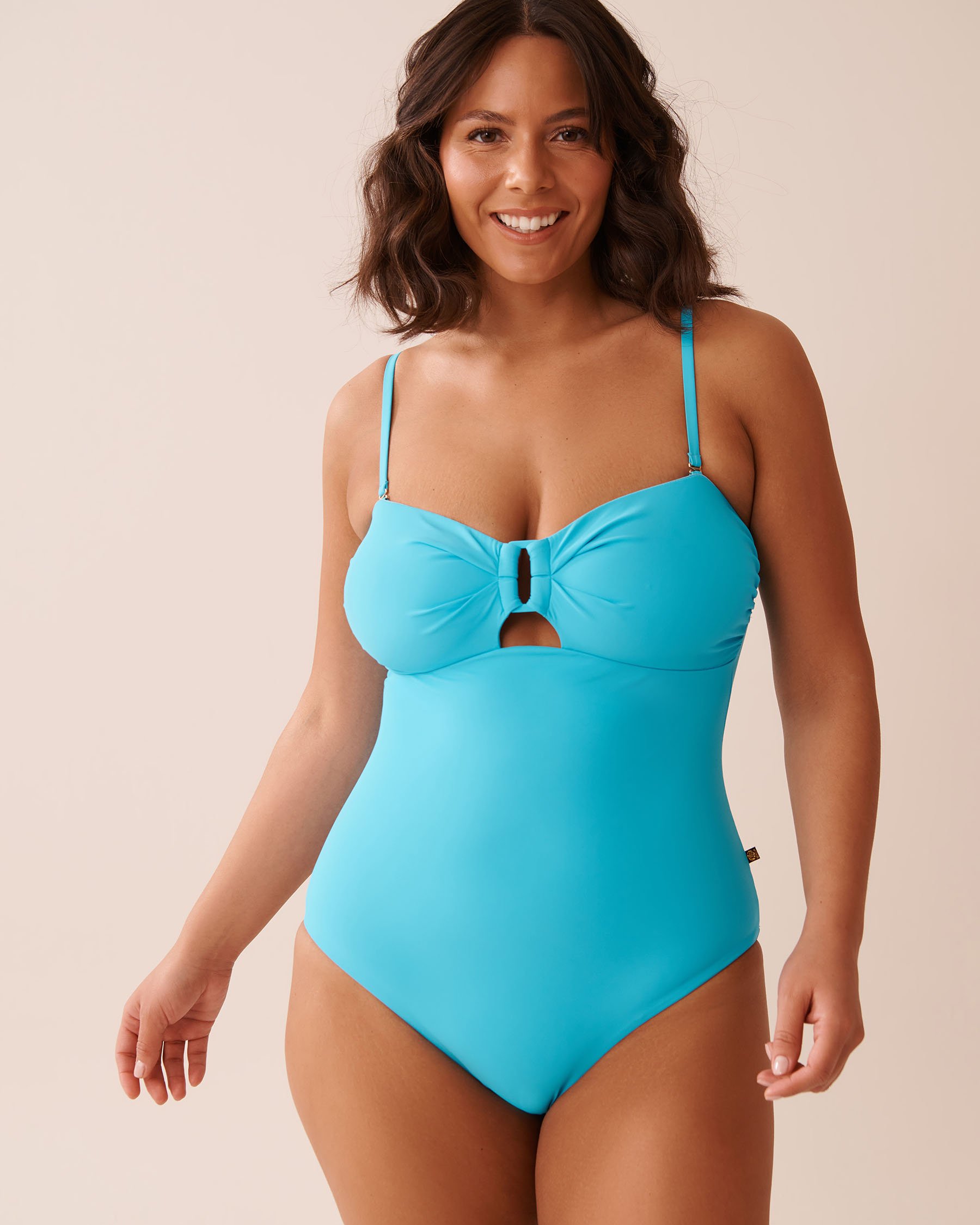 LA VIE EN ROSE AQUA BLUE ATOLL Ring Front Bandeau One-piece Swimsuit Blue Atoll 70400162 - View6