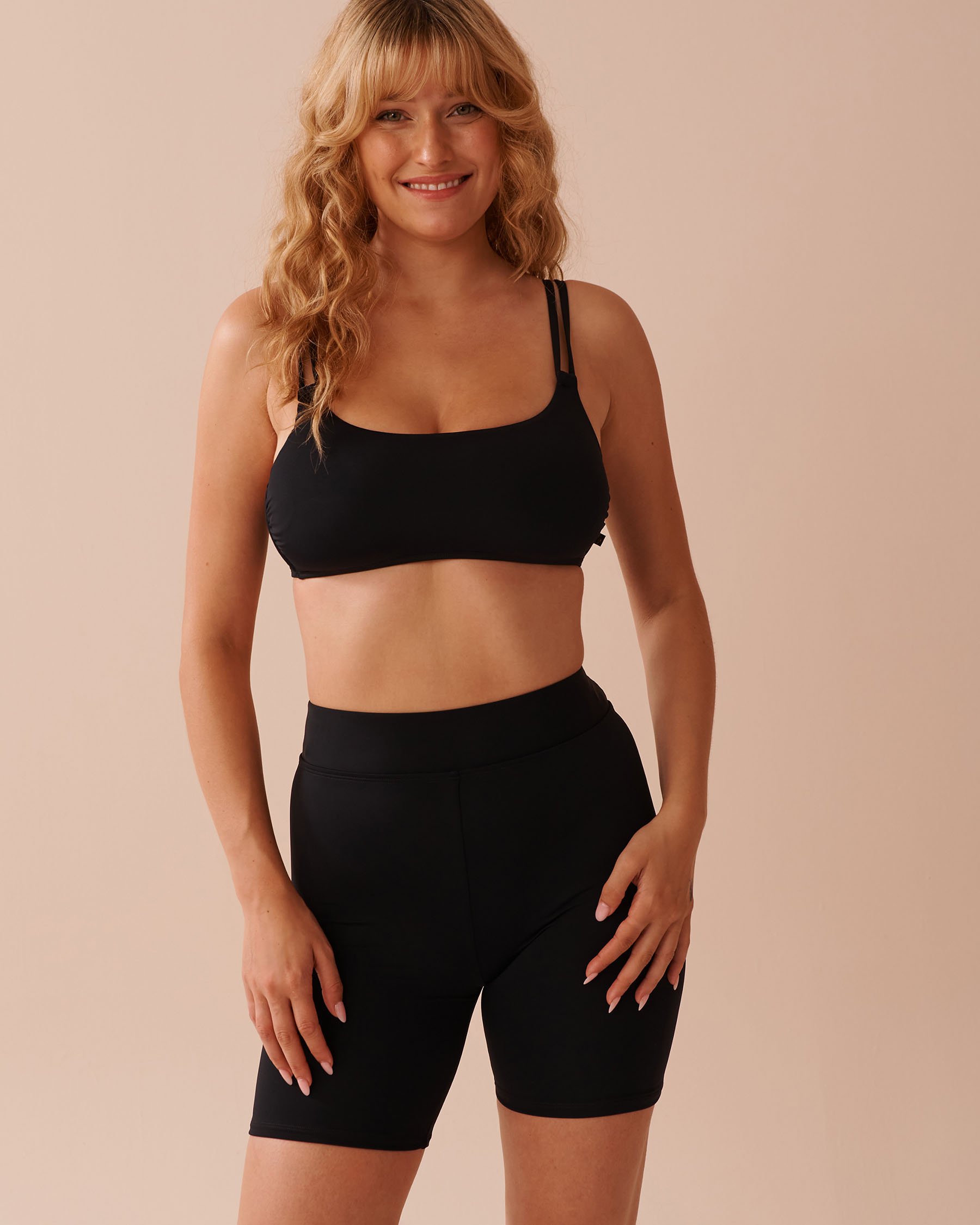 LA VIE EN ROSE AQUA BLACK Double Strap Bralette Bikini Top Black 70100682 - View5