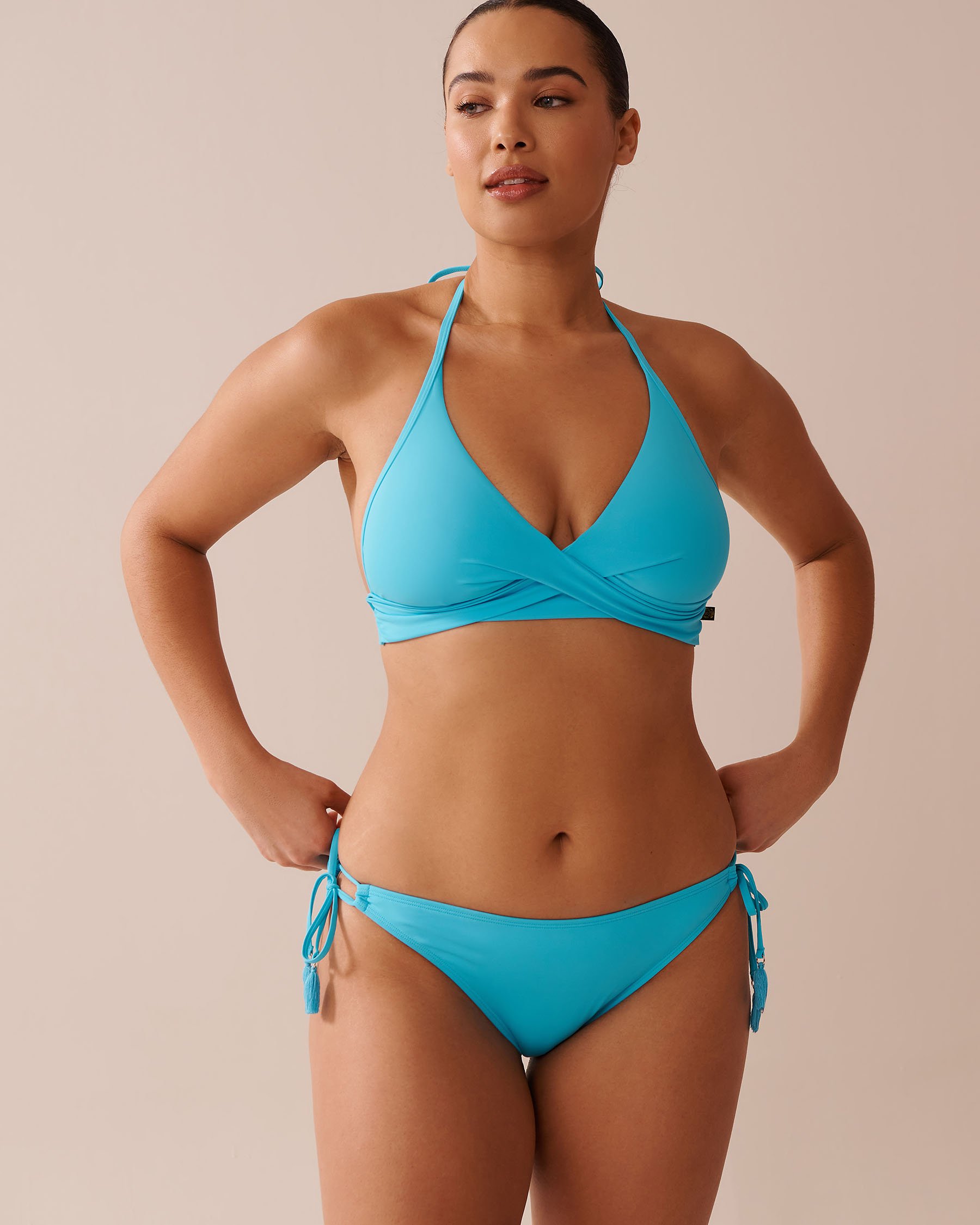 LA VIE EN ROSE AQUA BLUE ATOLL Recycled Fibers Criss-Cross Triangle Bikini Top Blue Atoll 70100770 - View1