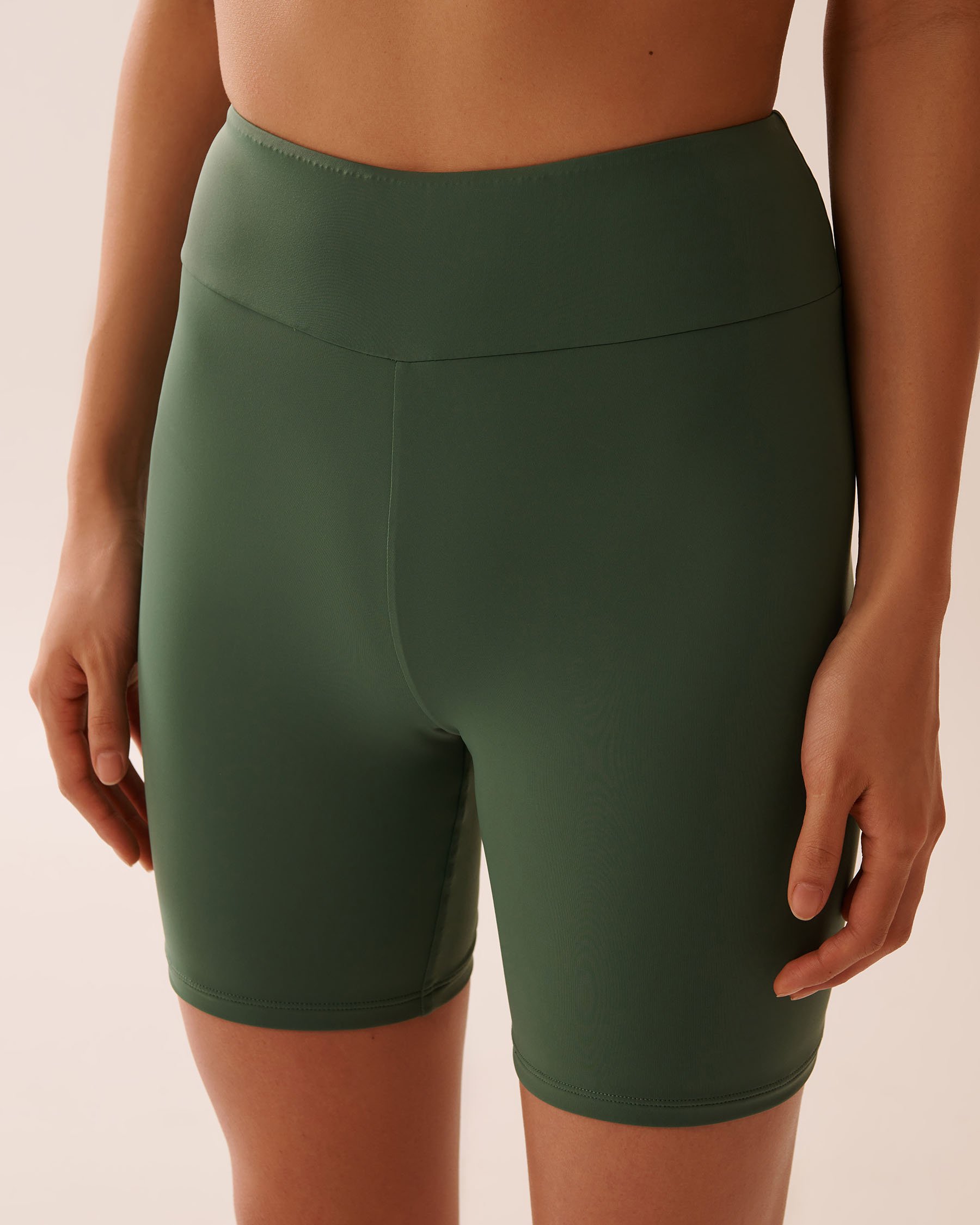 LA VIE EN ROSE AQUA KHAKI Recycled Fibers High Waist Long Swim Shorts Khaki 70300736 - View1