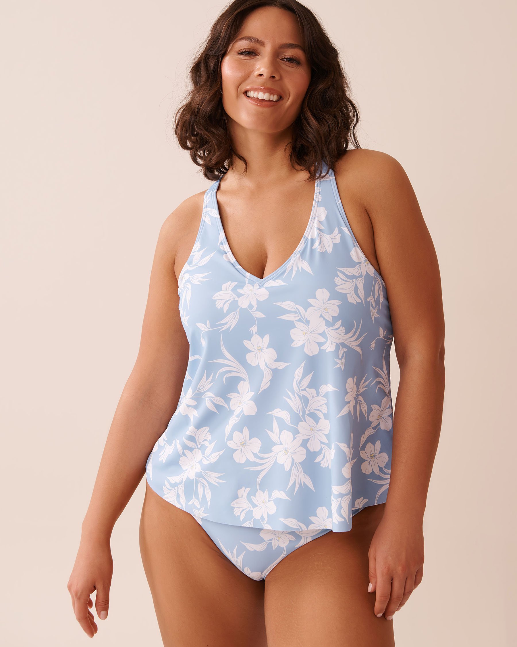 LA VIE EN ROSE AQUA LILY GARDEN Racerback Tankini Top Lily Garden 70100753 - View1