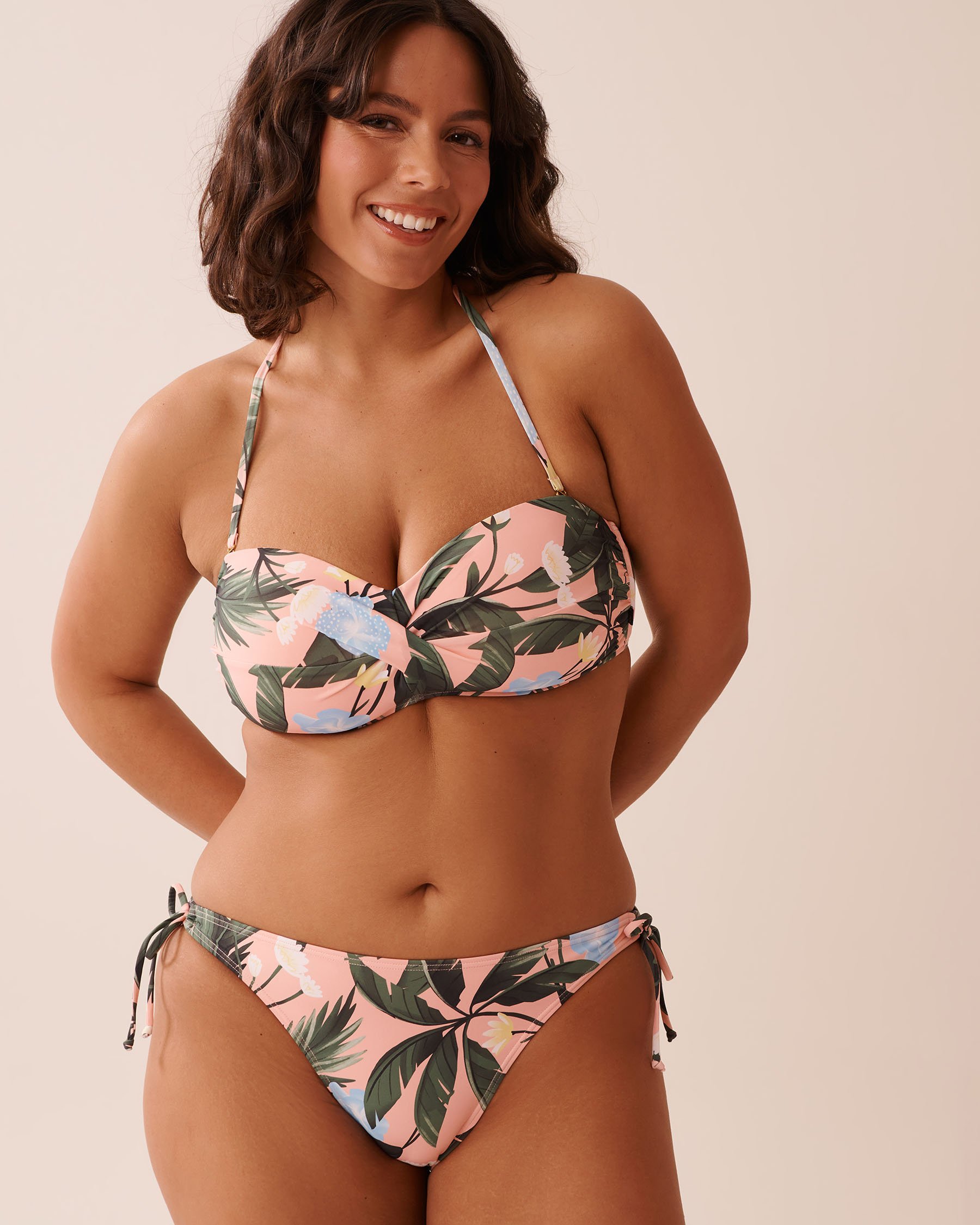 LA VIE EN ROSE AQUA PEACHY TROPICS Side Tie Brazilian Bikini Bottom Peachy Tropics 70300724 - View7