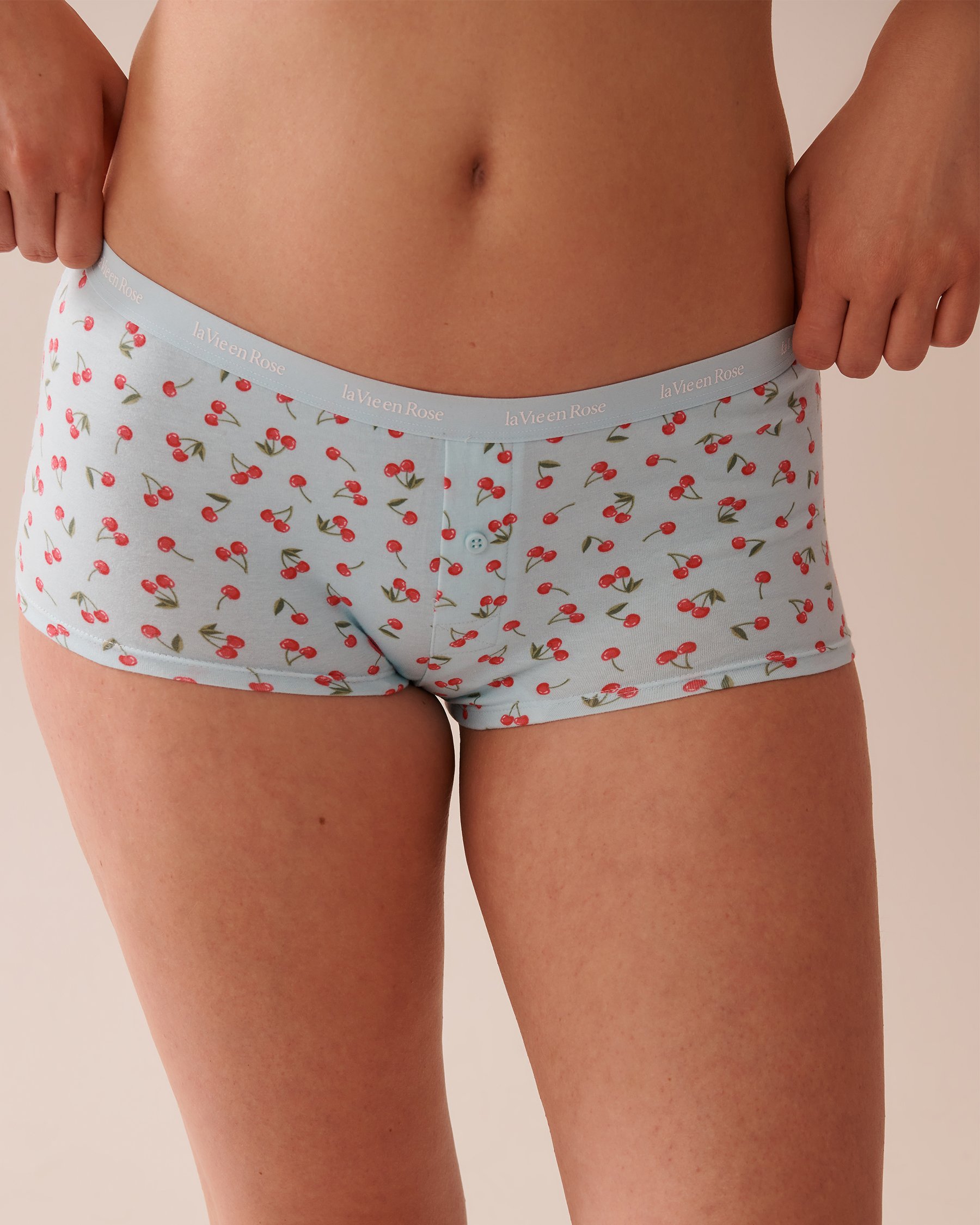 LA VIE EN ROSE Cotton Boyleg Panty Pale Blue/Cherry 20100585 - View1