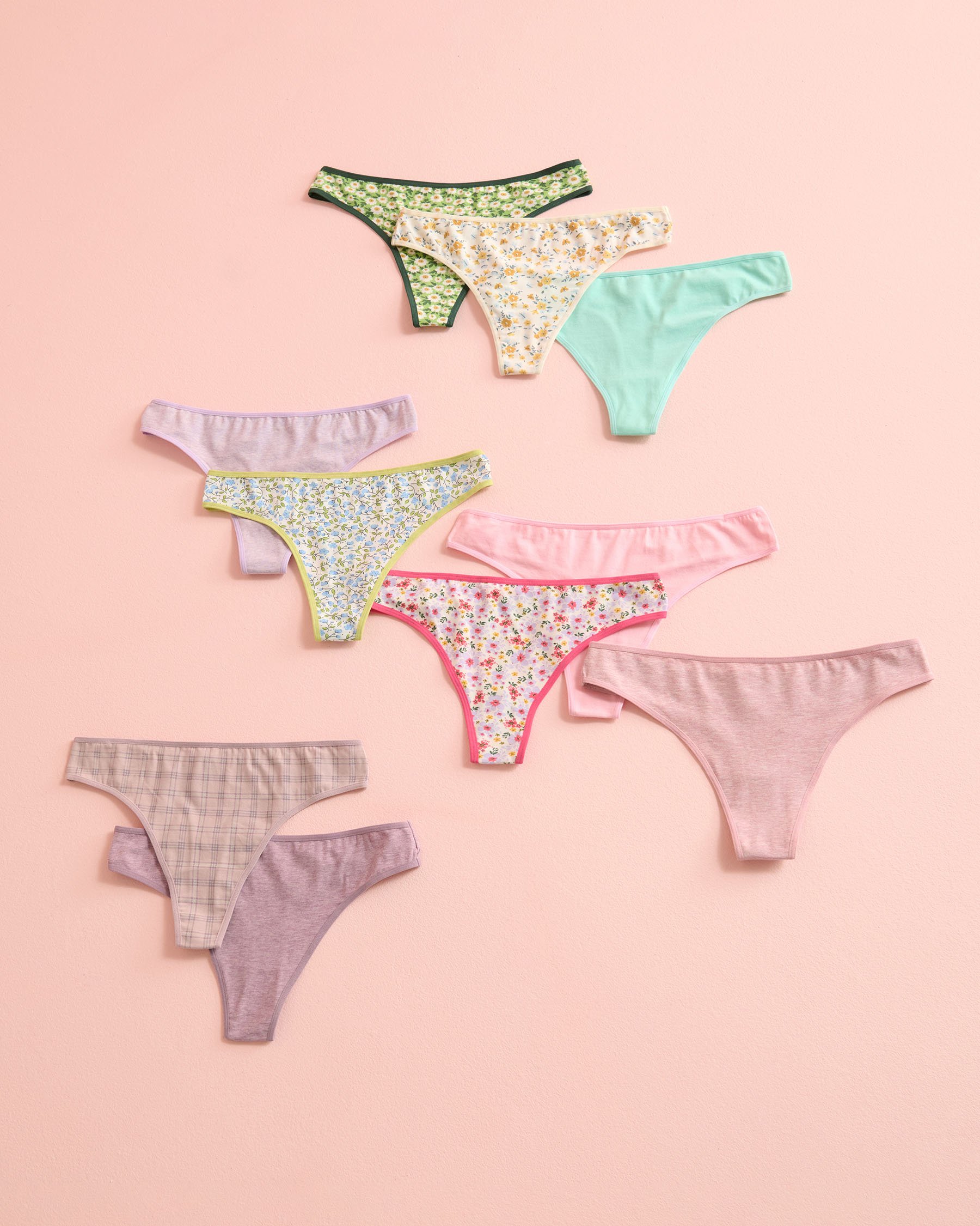 LA VIE EN ROSE 10-Pack Cotton Thong Panty Assorted 20100613-10P - View1