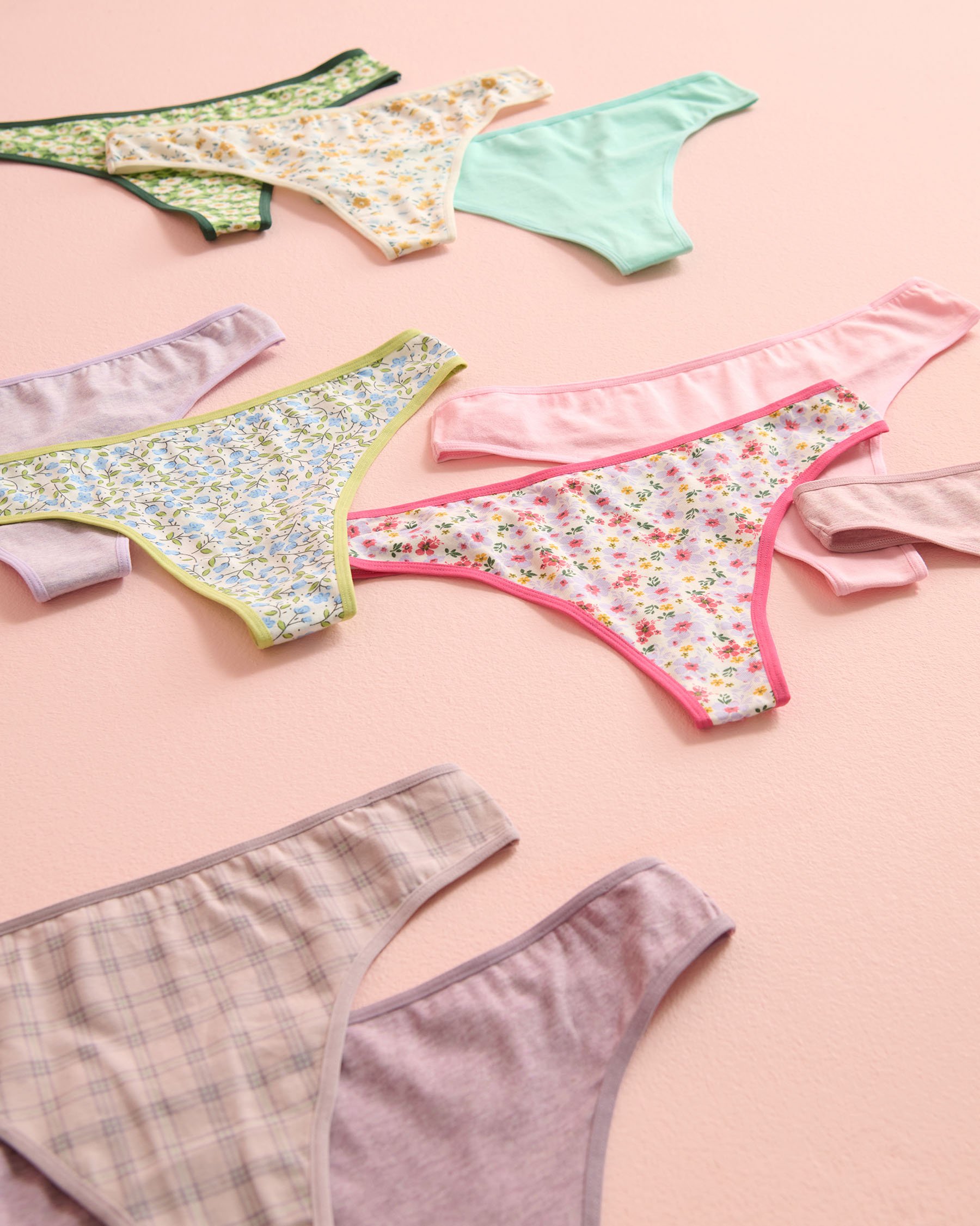 LA VIE EN ROSE 10-Pack Cotton Thong Panty Assorted 20100613-10P - View3