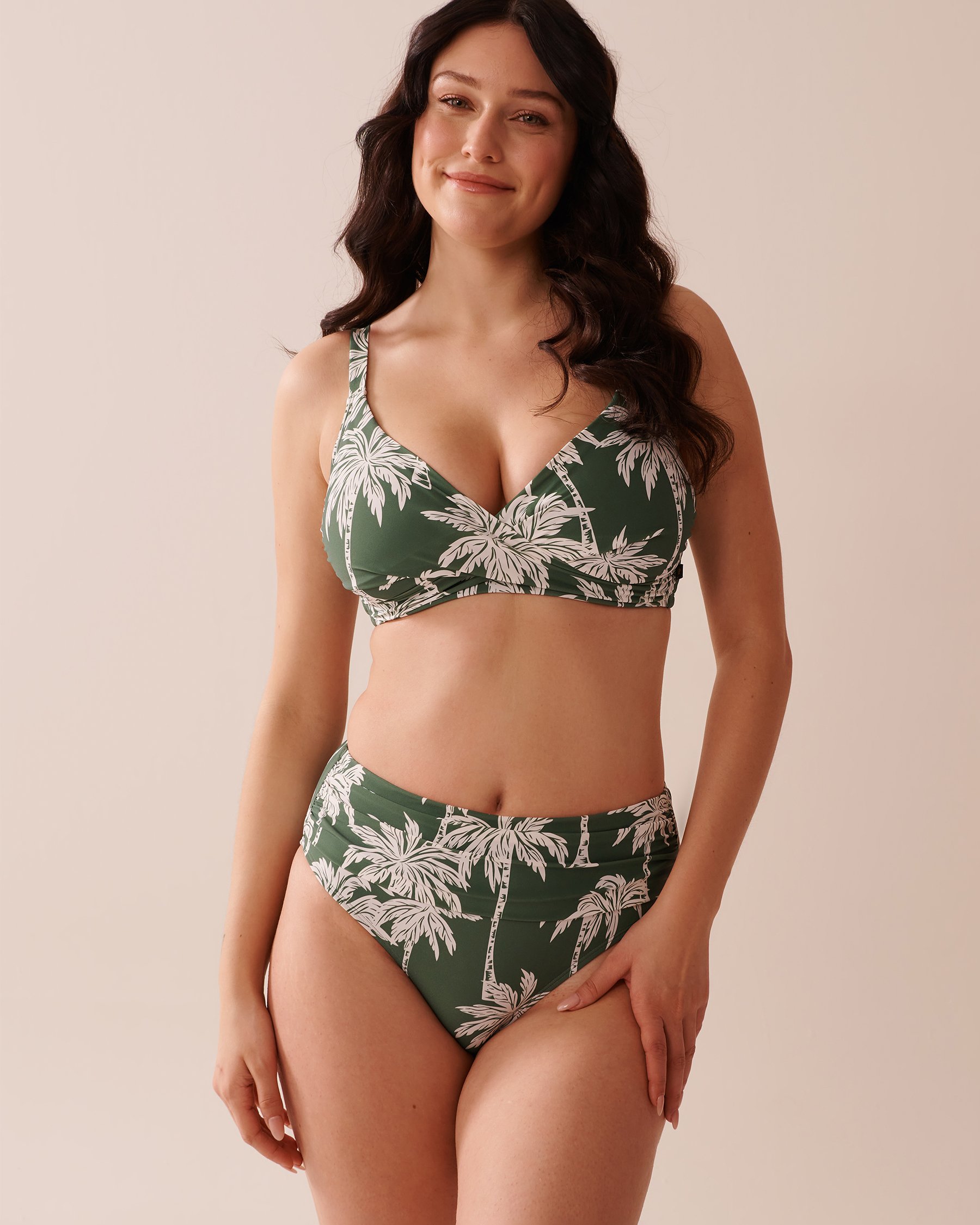 LA VIE EN ROSE AQUA KHAKI PALM D Cup Bralette Bikini Top Khaki Palm 70200175 - View1