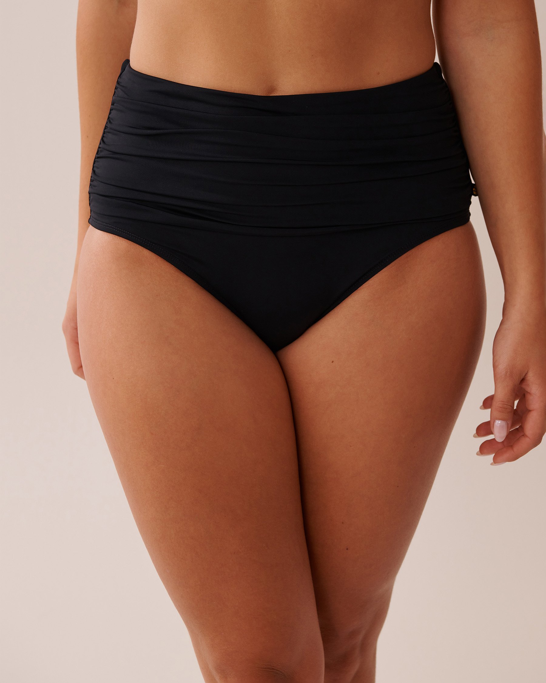 LA VIE EN ROSE AQUA Bas de bikini taille haute drapée BLACK Noir 70300634 - Voir1
